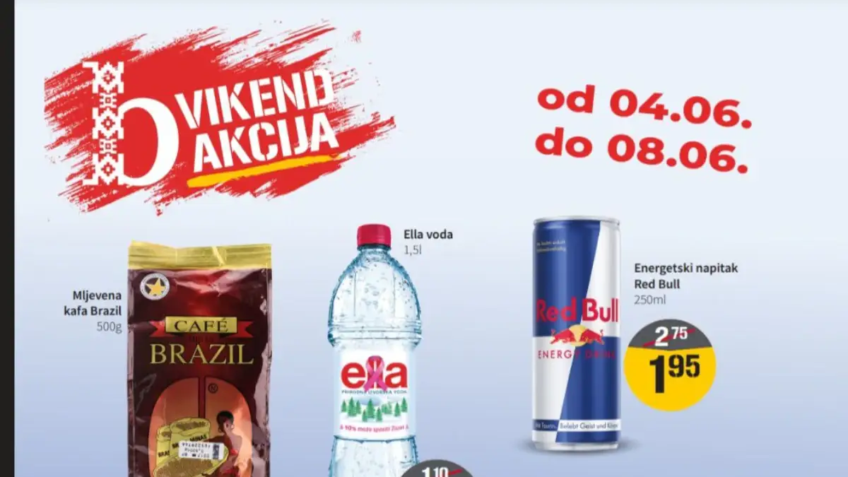 Bazar vikend akcija do 08.06.2026 – kafa Brazil, Red Bull, Milka, Dove i brojni proizvodi na sniženju