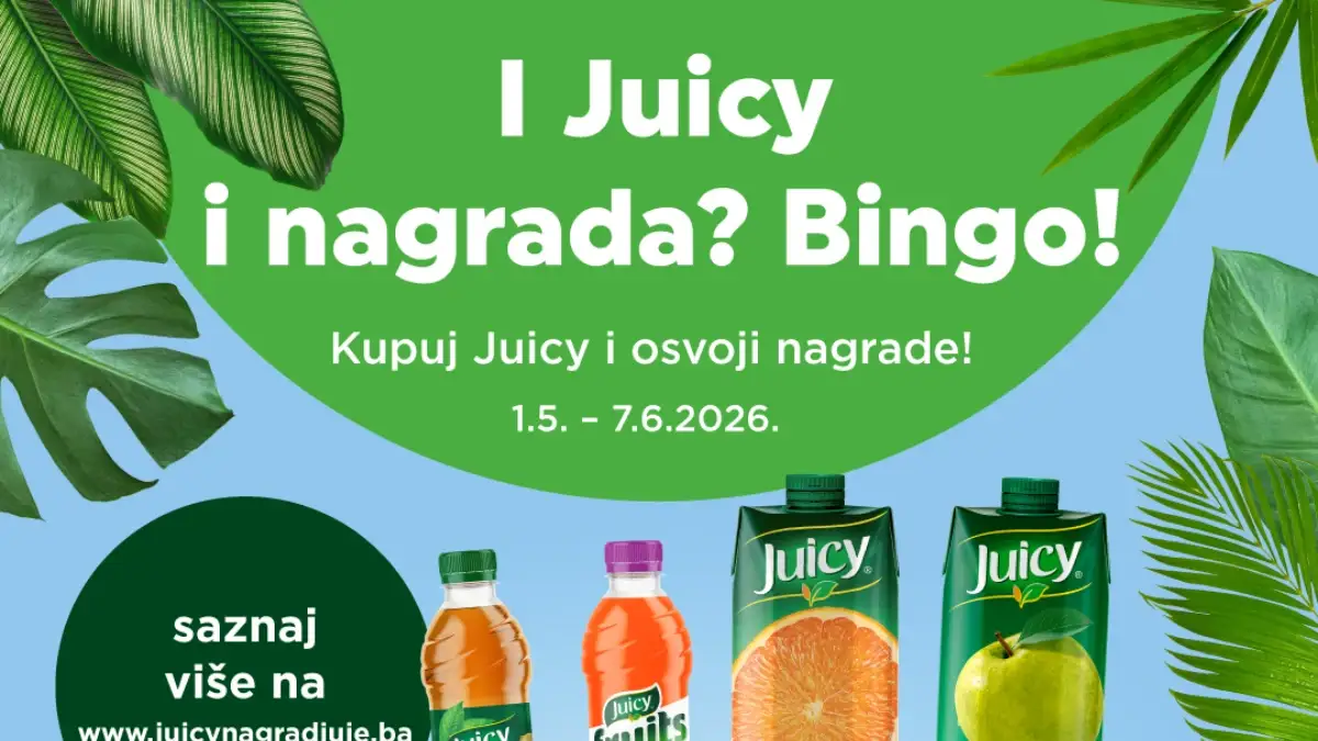 Bingo i Juicy nagradna igra do 07.06.2026 – osvojite bicikl, JBL tech paket i poklon kartice od 200 KM