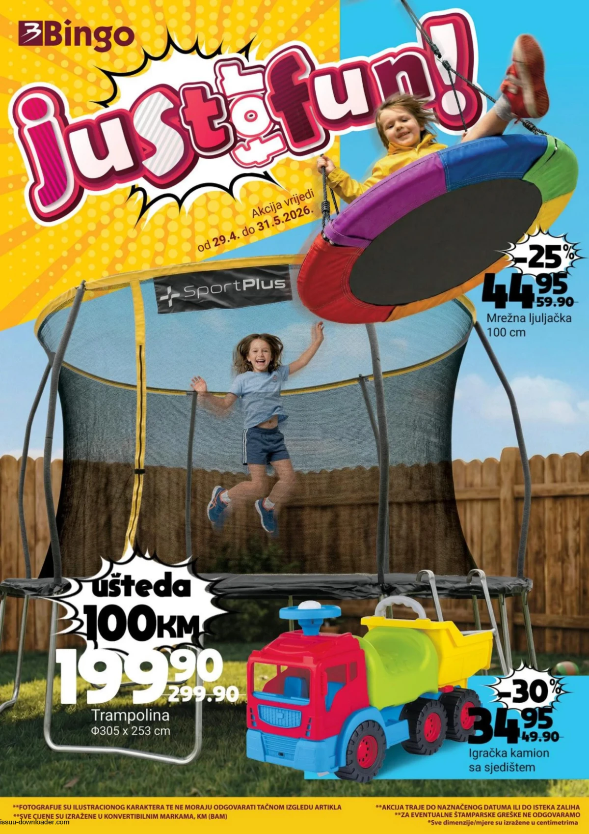 Bingo Just for fun katalog – trampolina, ljuljačka i dječije igračke sniženja do 31.05.2026