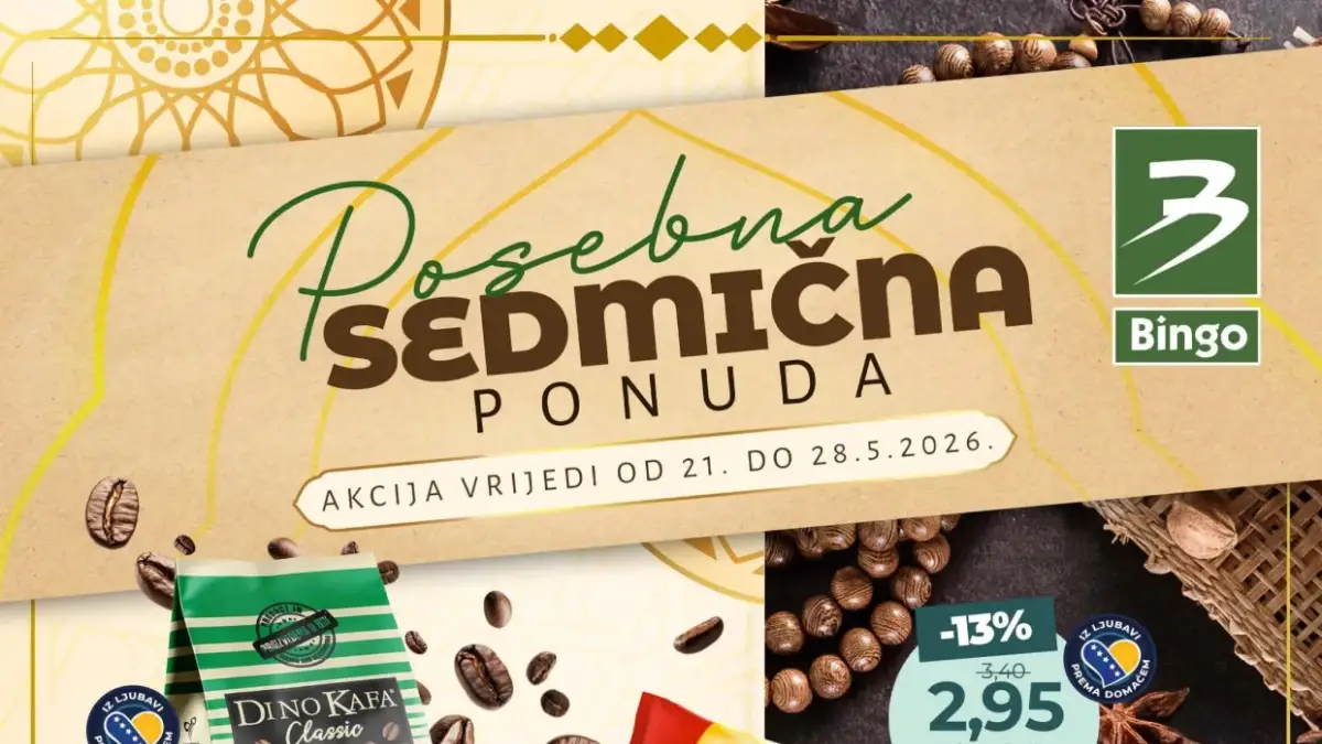 Bingo posebna sedmična ponuda 21–28.05.2026 – kafa, meso, baklava, slatkiši i pića na sniženju