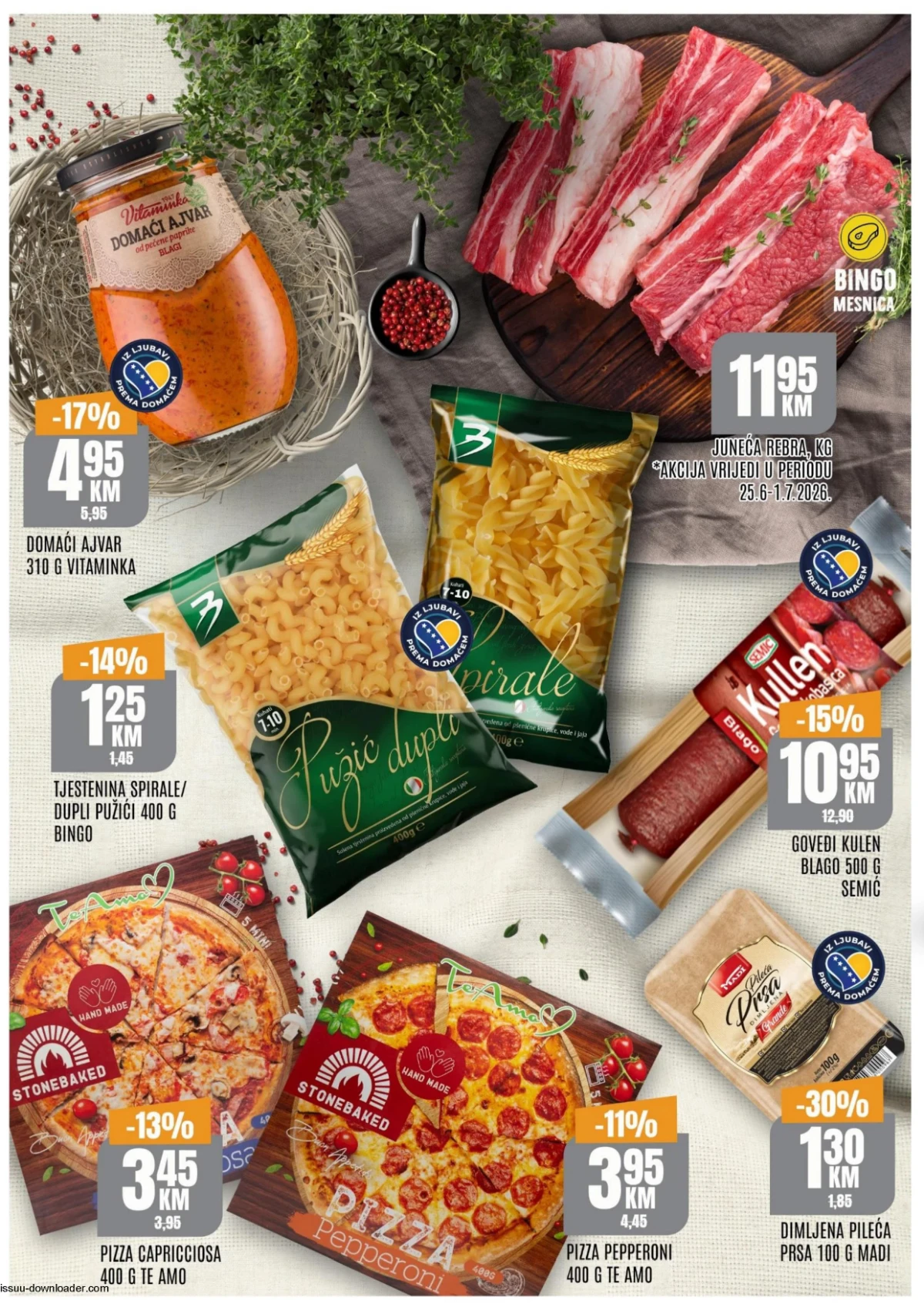 Bingo vikend akcija prehrambenih proizvoda Bingo akcija prehrana, tjestenina, ajvar, juneća rebra i delikatese