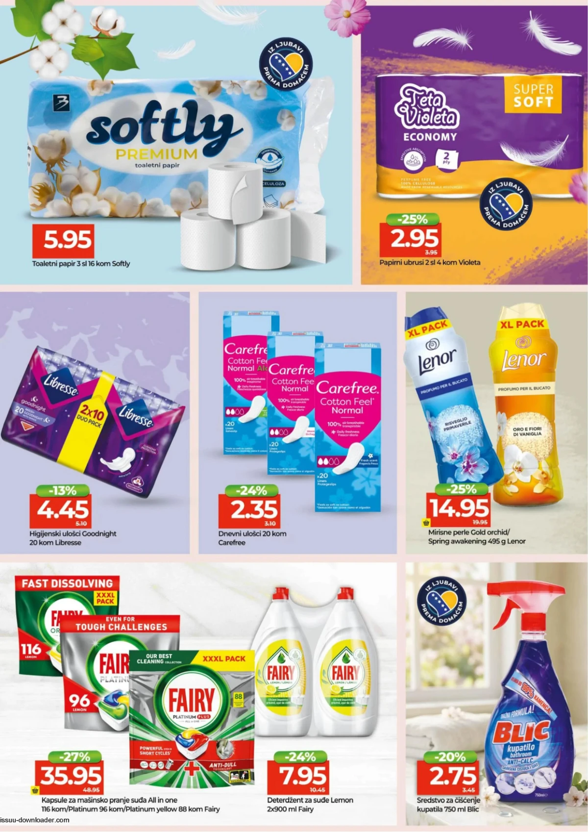 Bingo akcija higijena i sredstva za čišćenje Fairy Lenor Softly i Violeta