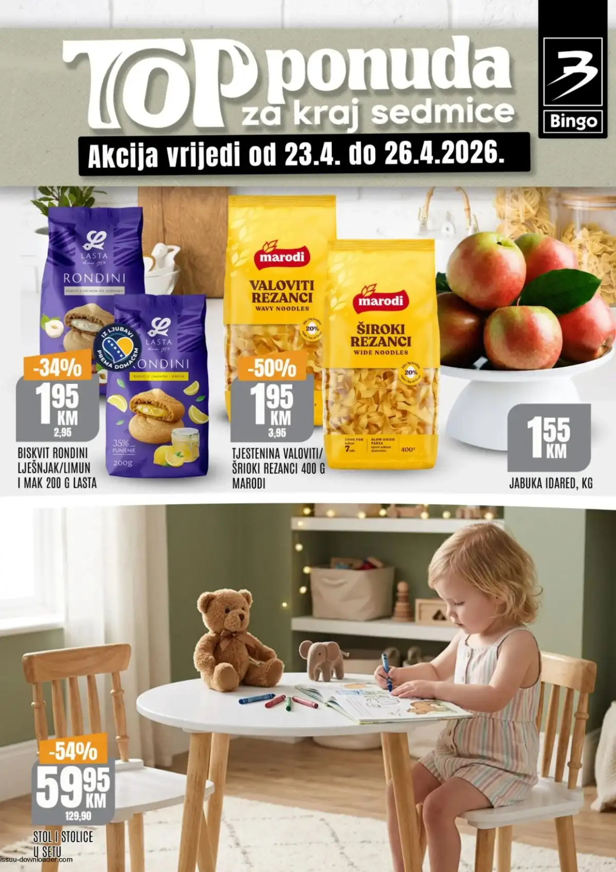 Bingo vikend akcija do 50% katalog prehrana piće kućne potrepštine do 26.04.2026 strana 1