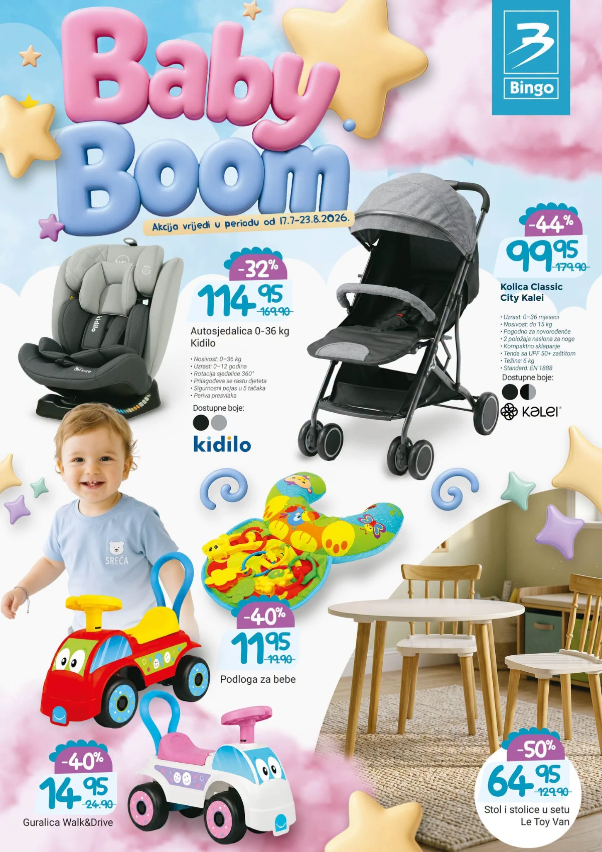 Bingo Baby Boom od 17.07. do 23.08.2026. – popusti do 54% na opremu, igračke i proizvode za bebe