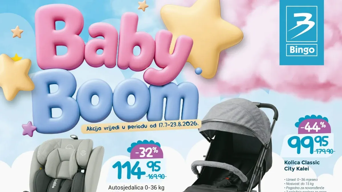 Bingo Baby Boom 17.07. do 23.08.2026. – popusti do 54% na opremu i igračke za bebe