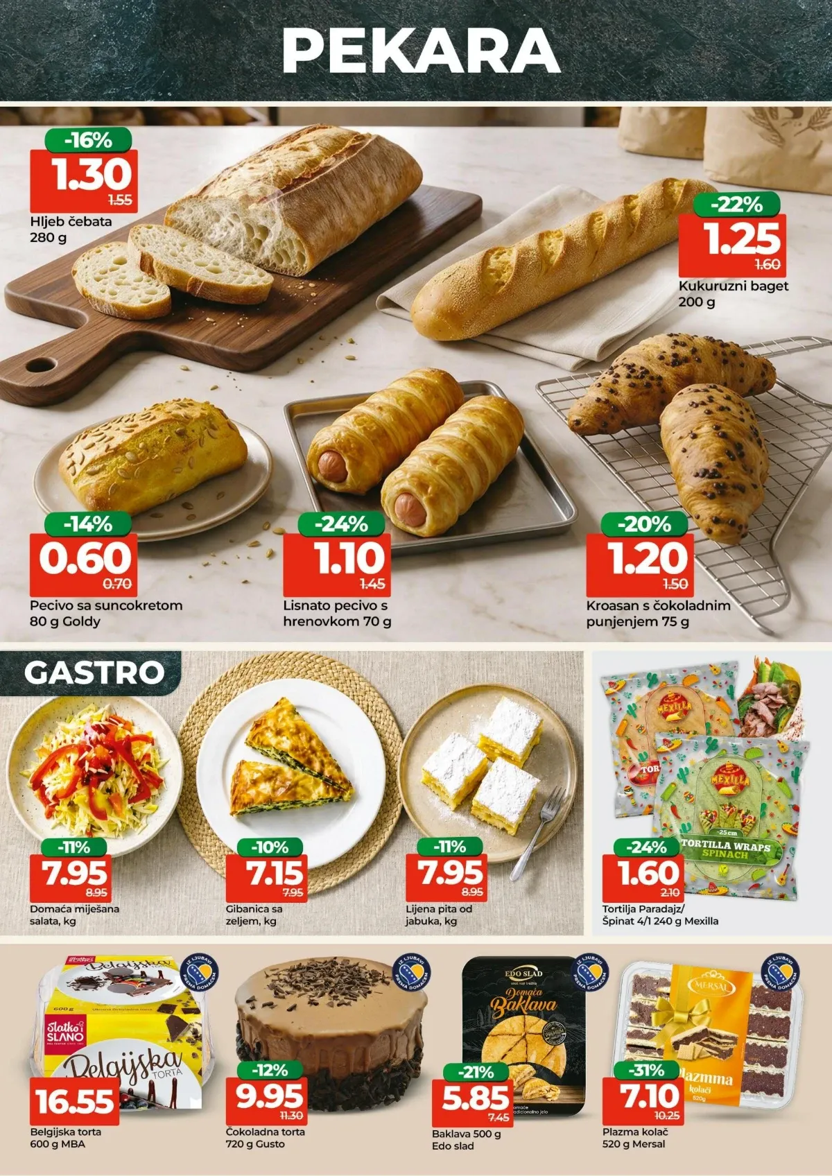 Bingo katalog do 16.08.2026. – svježi hljeb, peciva, kroasani, torte i gotova jela na akciji