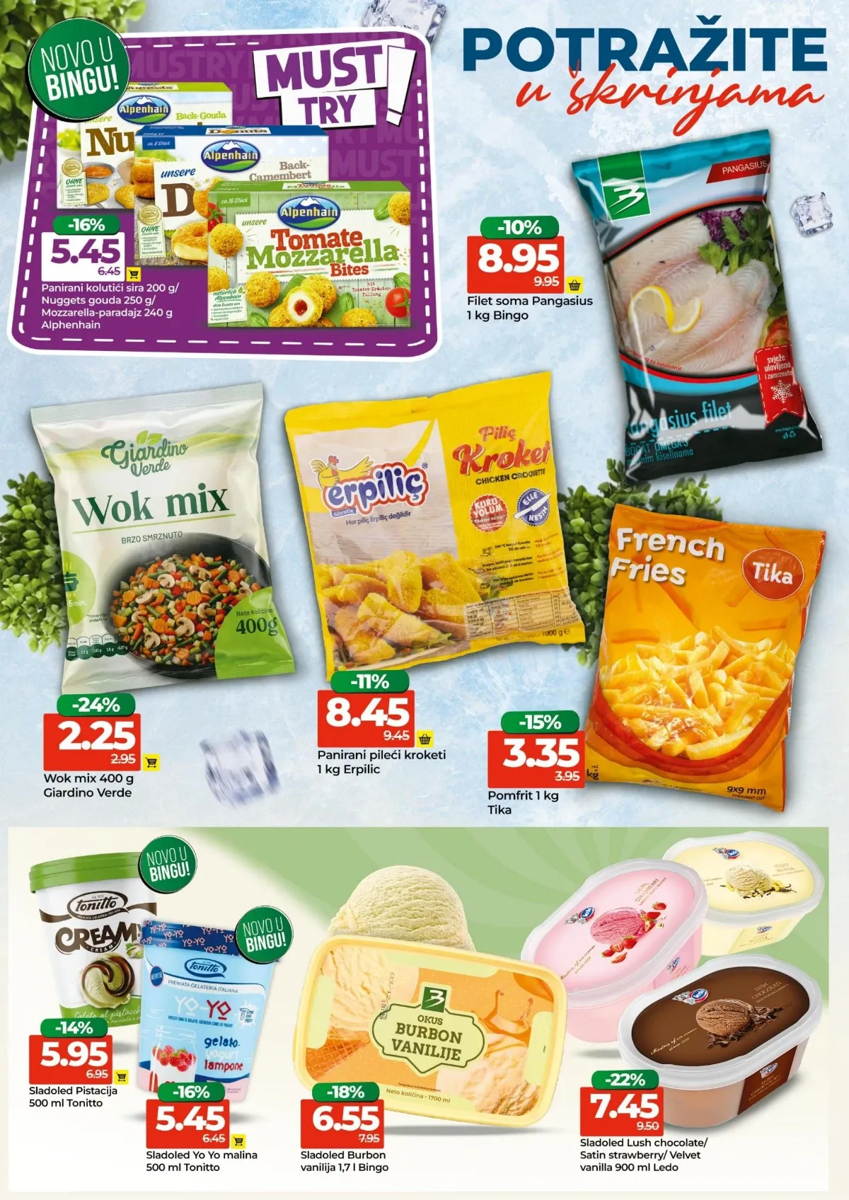 Bingo katalog do 16.08.2026. – zamrznuti proizvodi, pomfrit, riba i sladoledi na akciji