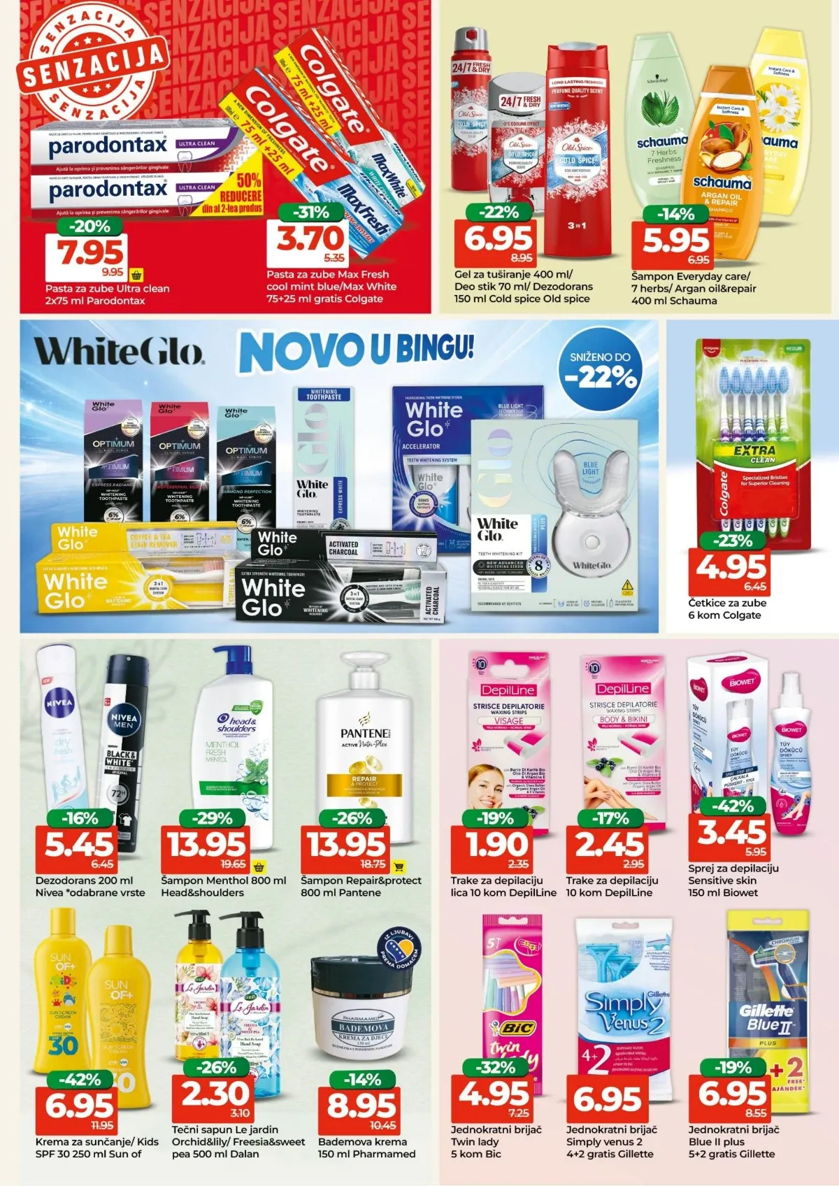 Bingo katalog do 16.08.2026. – Colgate, Pantene, White Glo i kozmetika na akciji