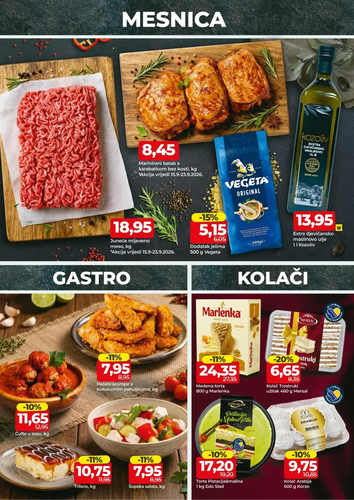 Bingo katalog stranica 2 – mesnica, gastro ponuda i kolači na akciji do 27.09.2026.