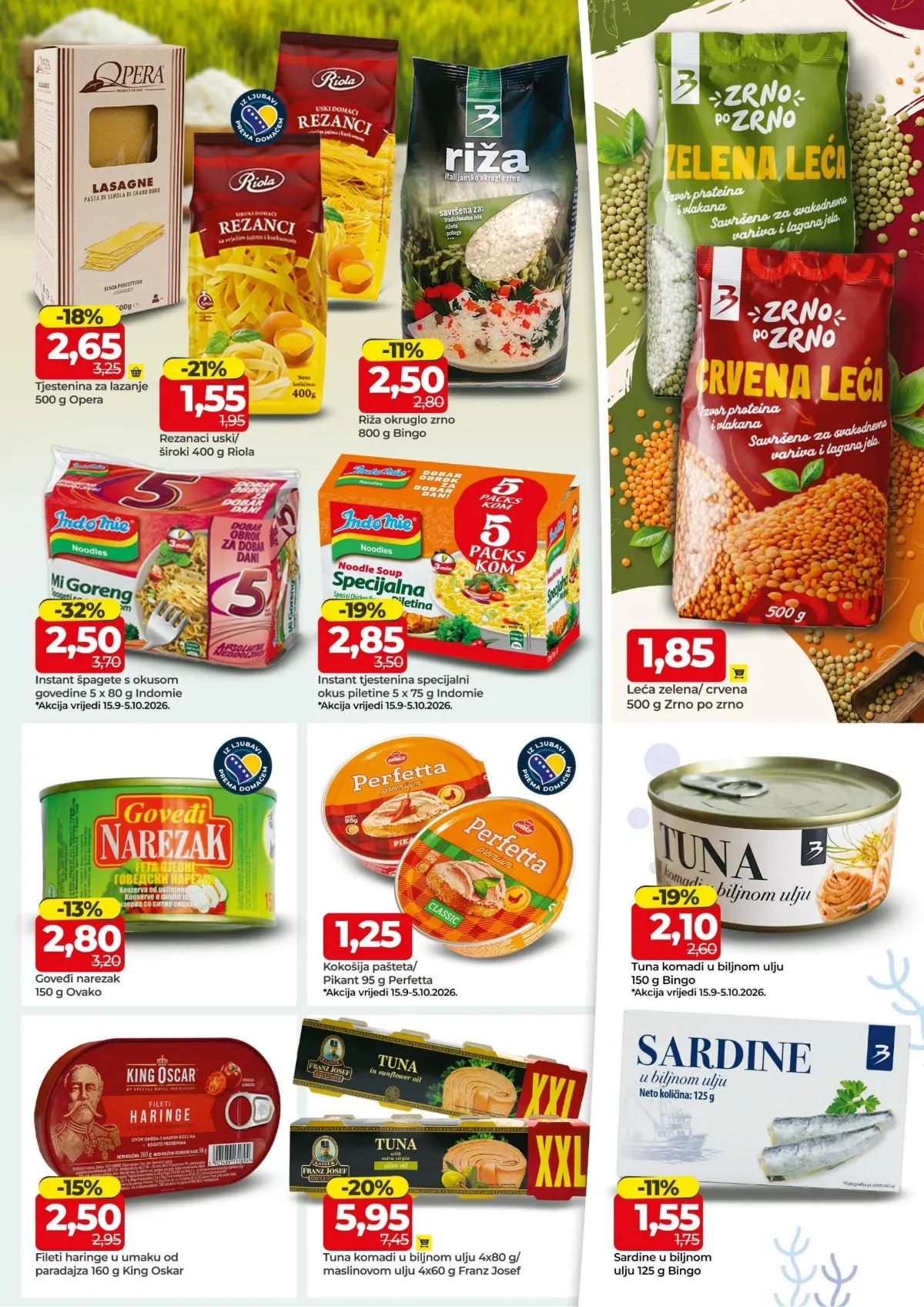 Bingo katalog stranica 7 – tjestenina, riža, instant supe, tuna i sardina na sniženju