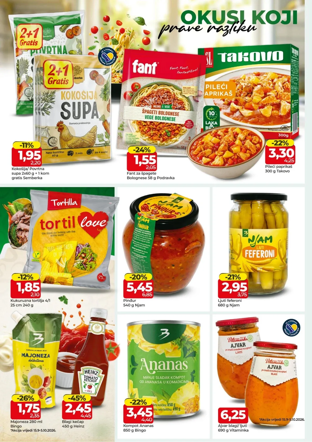 Bingo katalog stranica 8 – supe, tjestenina, tortilje, ajvar, majoneza i ketchup