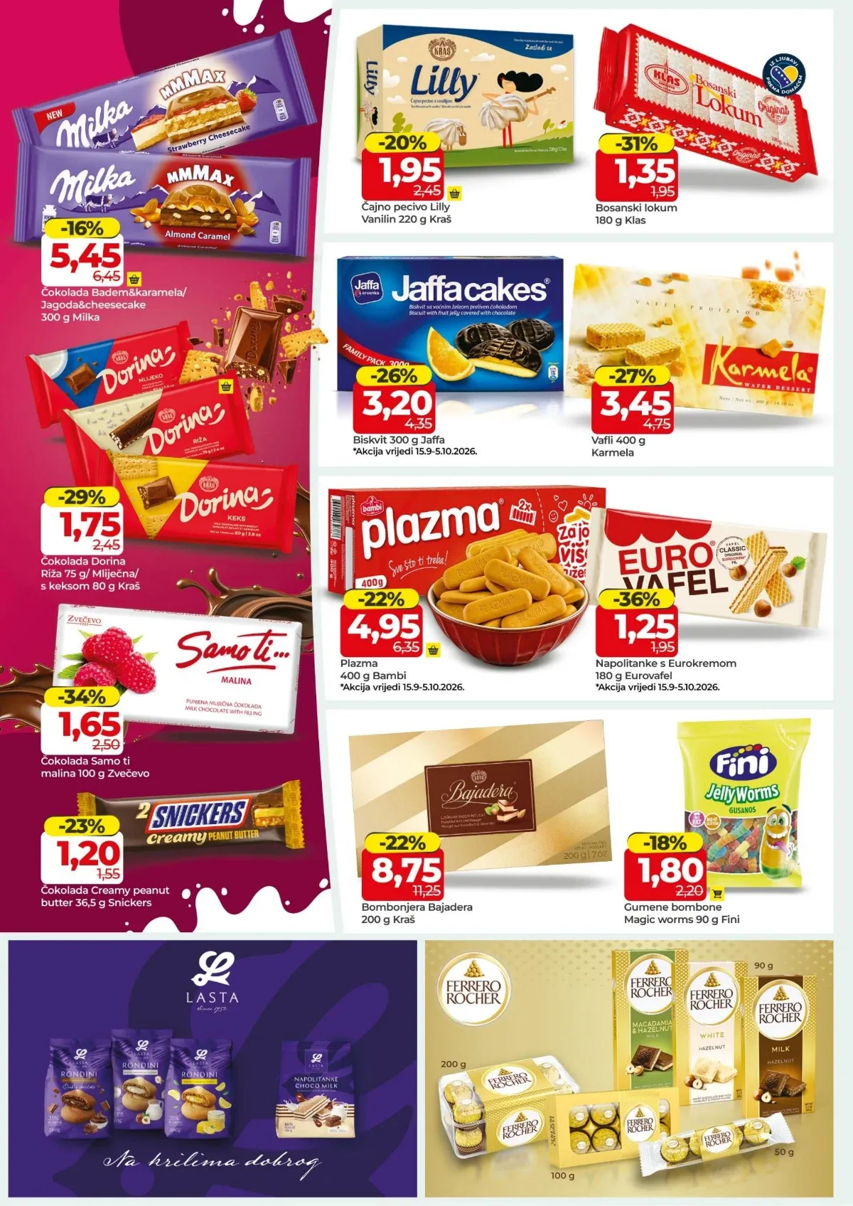 Bingo katalog stranica 10 – Milka, Dorina, Jaffa, Plazma i drugi slatkiši na sniženju