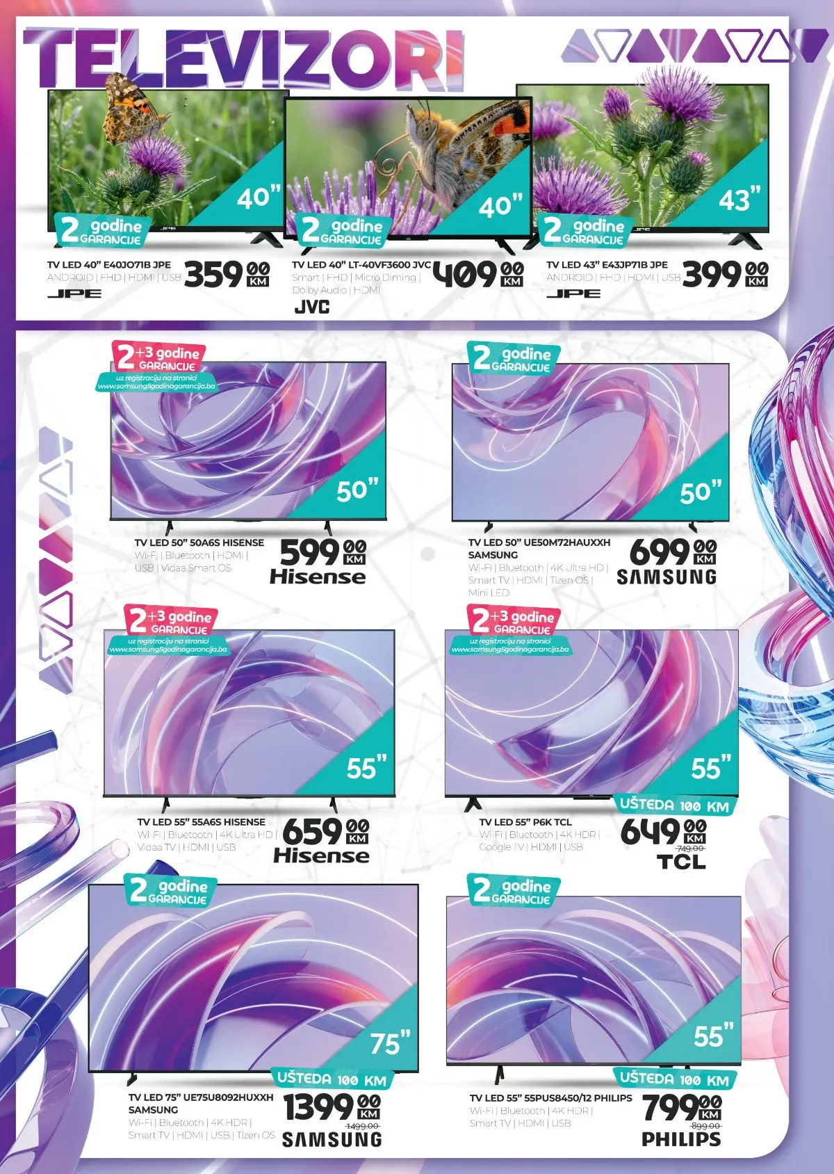 Bingo katalog tehnike – televizori JVC, Samsung, Hisense, TCL i Philips