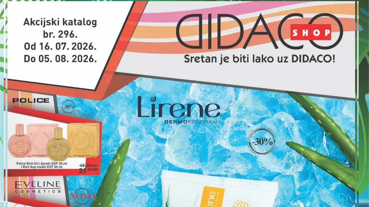 Didaco katalog 16.07. do 05.08.2026. donosi popuste do 60% na parfeme, kozmetiku, šminku i proizvode za njegu