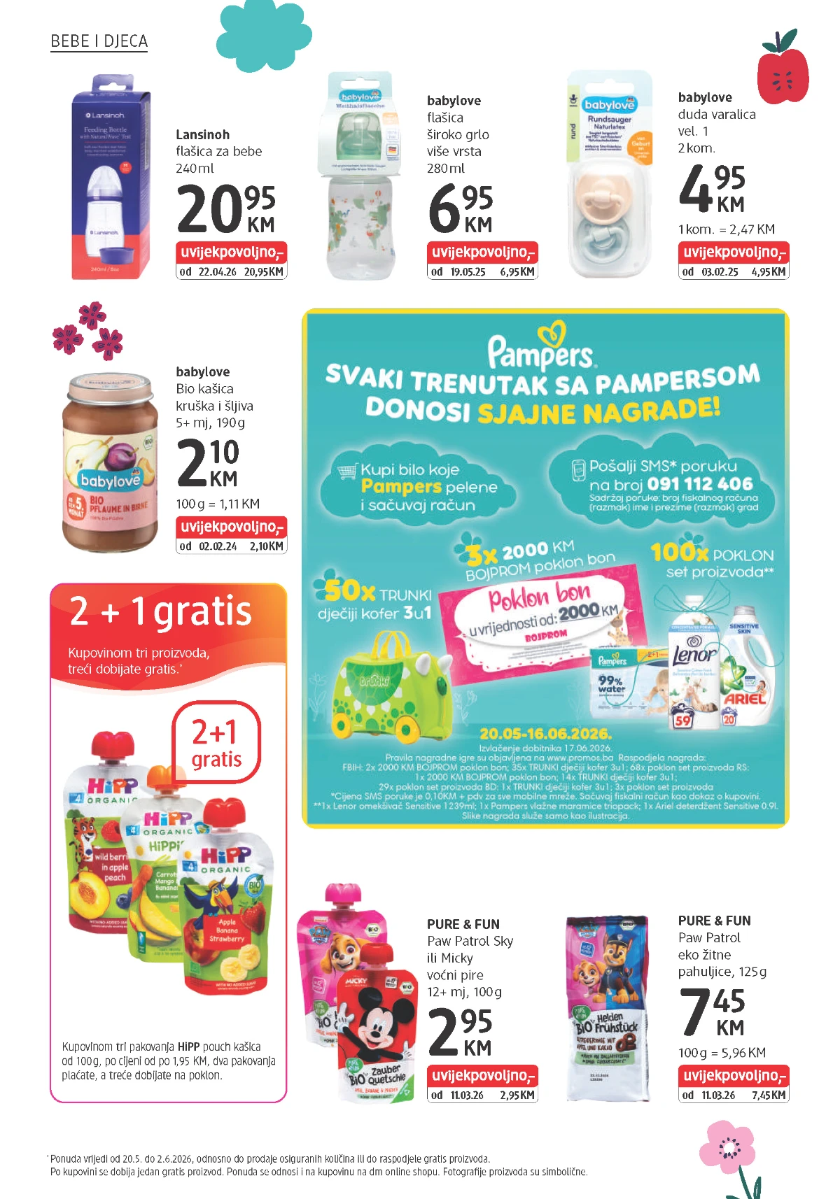 dm bebe i djeca proizvodi – babylove, Pampers i Hipp akcija
