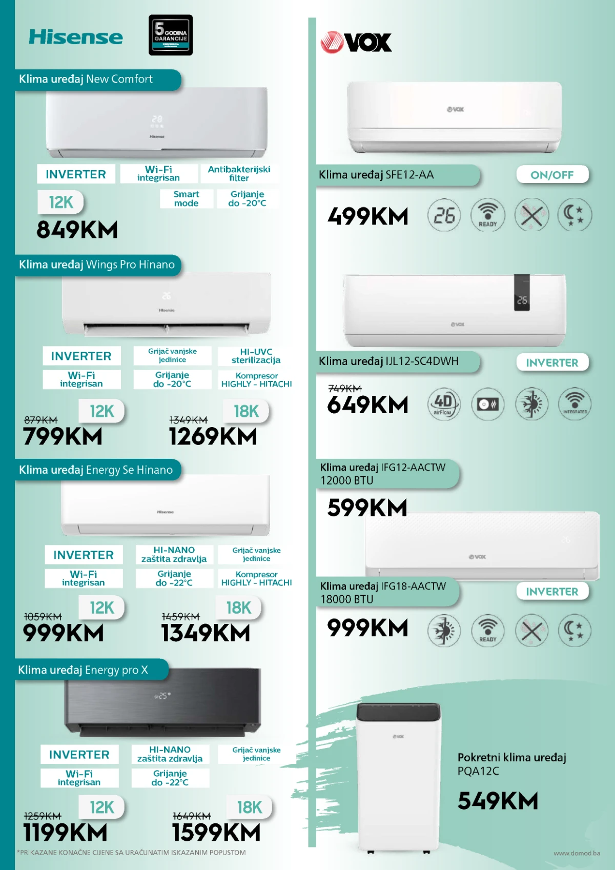 Domod katalog strana 8 klima uređaji Hisense i VOX