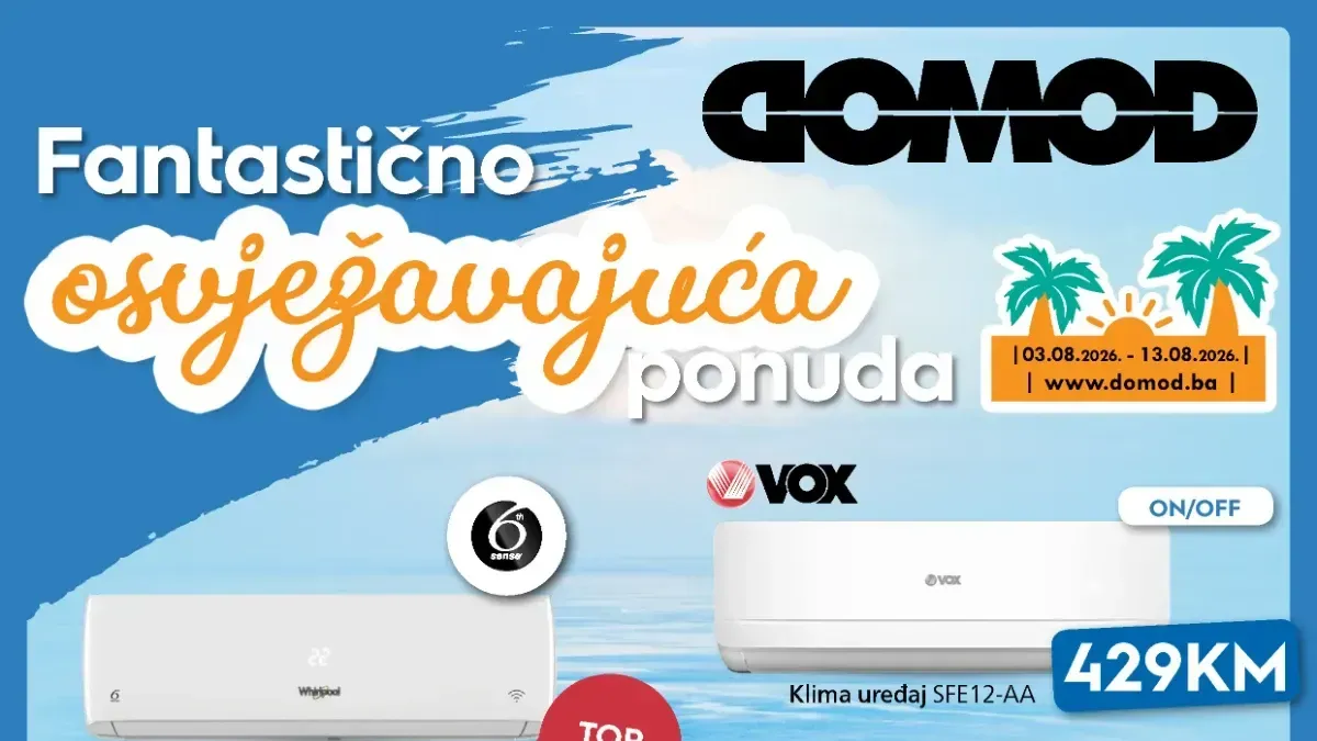 DOMOD katalog do 13.08.2026. – ljetna akcija na klima uređaje, televizore, frižidere i tehniku uz popuste do 54%