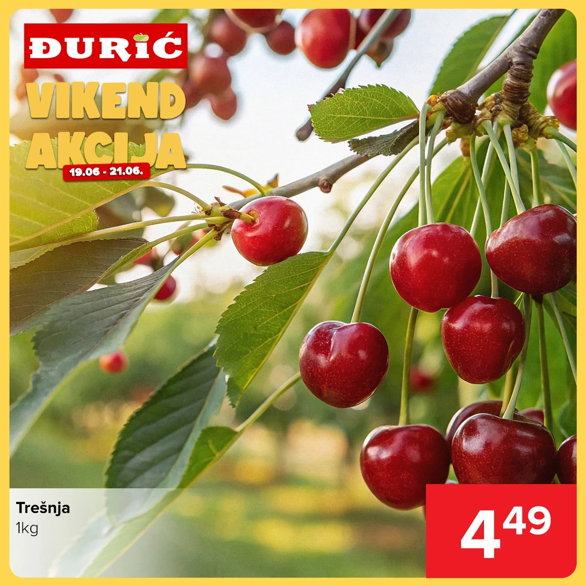 Đurić vikend akcija od 19. do 21.06.2026 – trešnje, svježe voće i vikend kupovina po sniženim cijenama