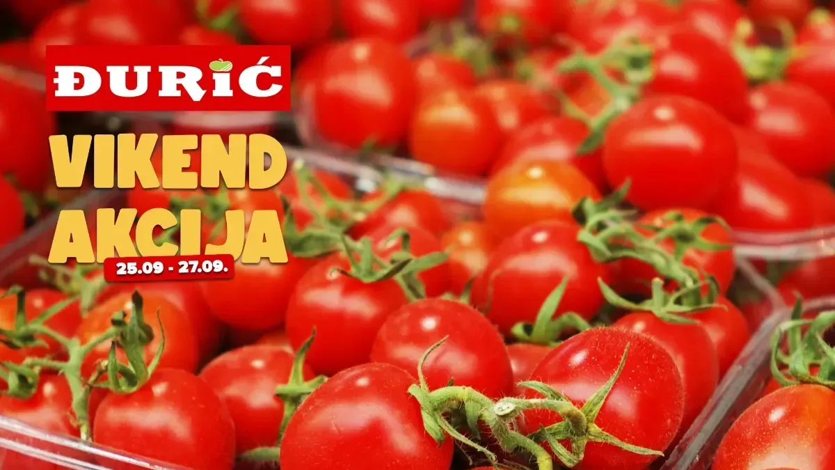 Đurić vikend akcija od 25. do 27.09.2026. – voće, povrće, meso, prehrambeni i drugi proizvodi po akcijskim cijenama