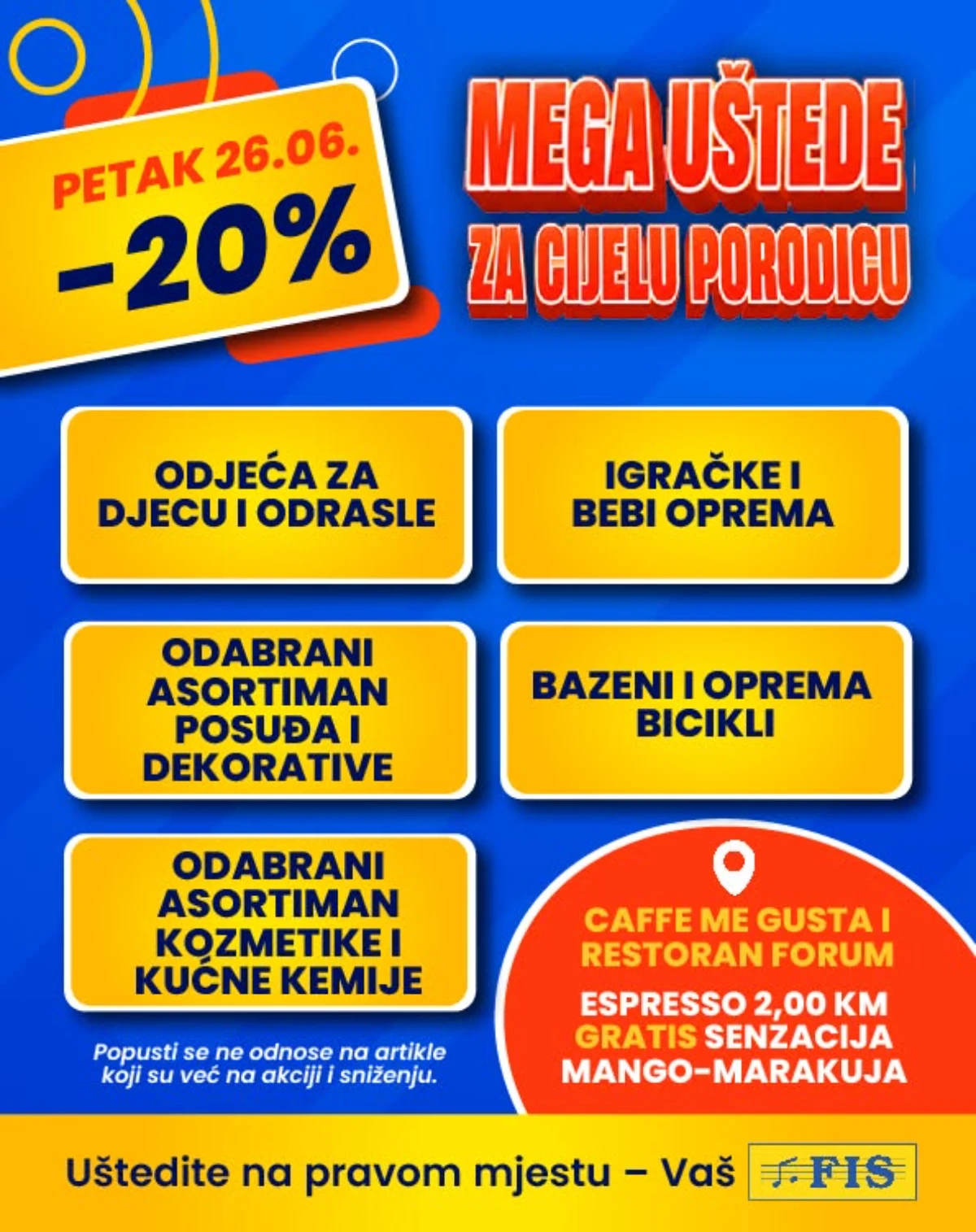 FIS Vitez vikend akcija 20 posto popusta na odjeću igračke kozmetiku i bazene
