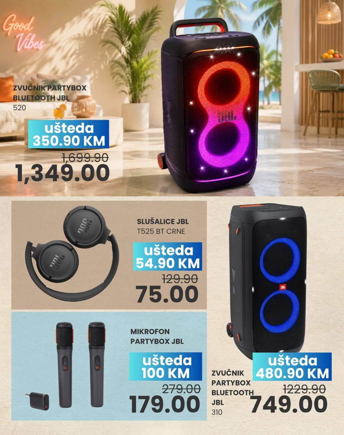 JBL PartyBox 520, PartyBox 310, slušalice i mikrofoni na akciji u FIS-u