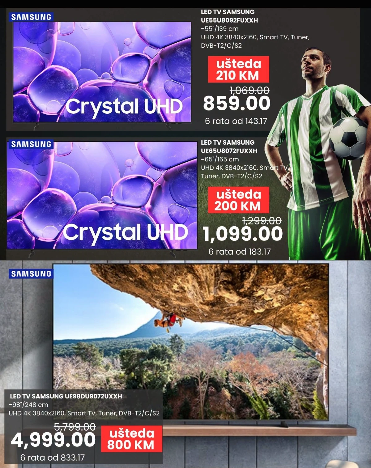 Samsung Crystal UHD televizori velikih dijagonala u FIS Match Zona akciji