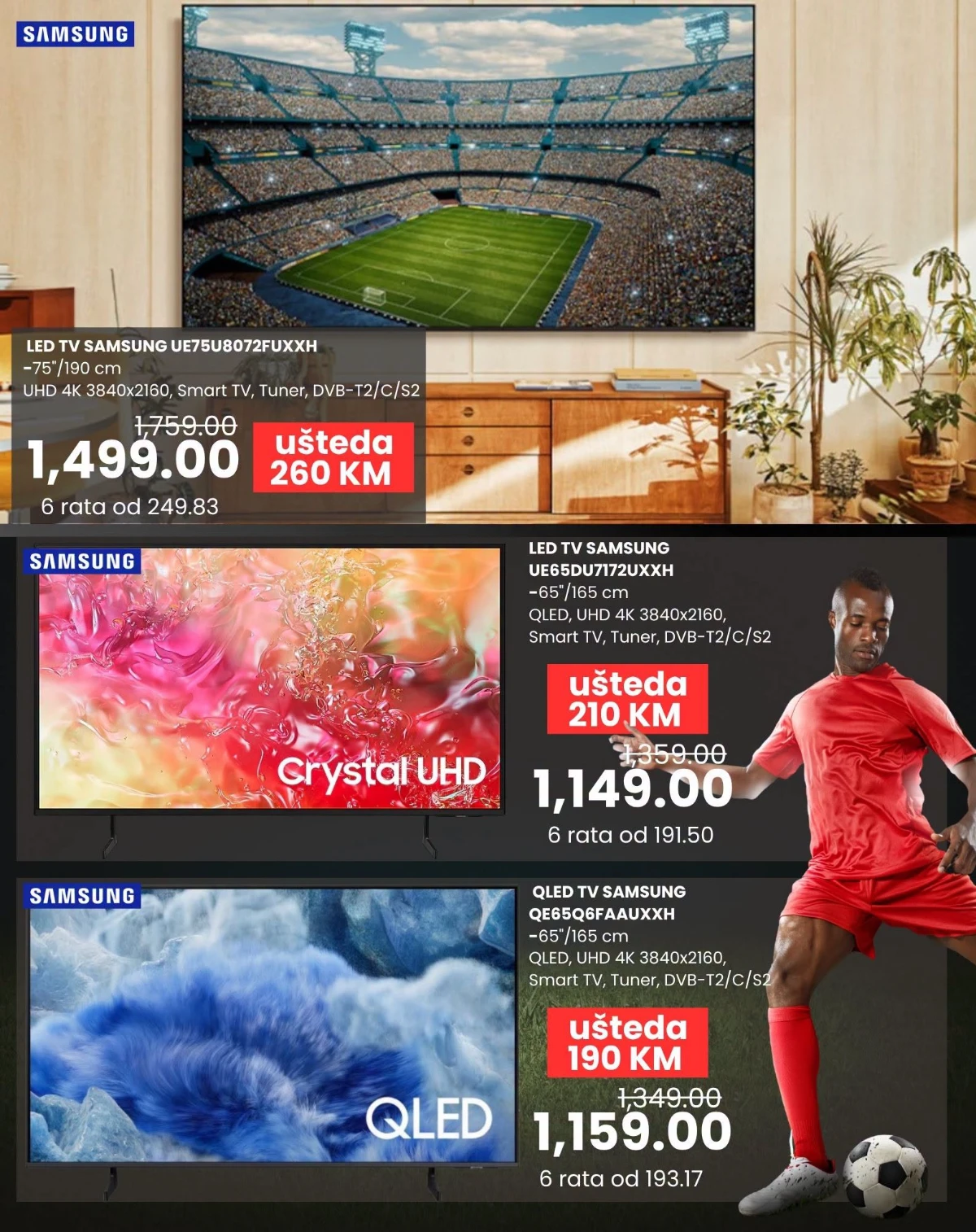 Samsung UHD i QLED televizori 65 i 75 inča u FIS Match Zona katalogu