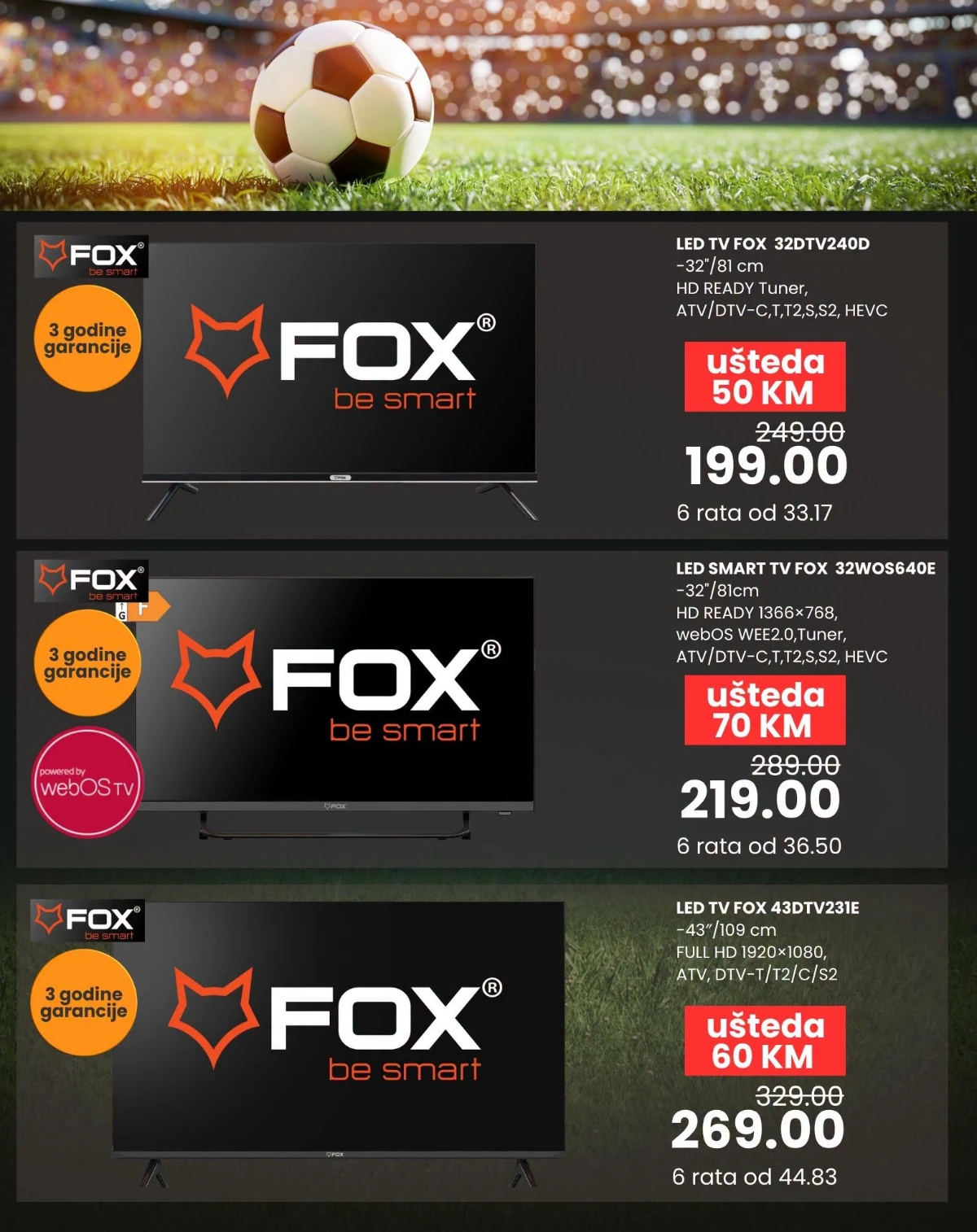 FOX televizori 32 i 43 inča po akcijskim cijenama u FIS Match Zona katalogu
