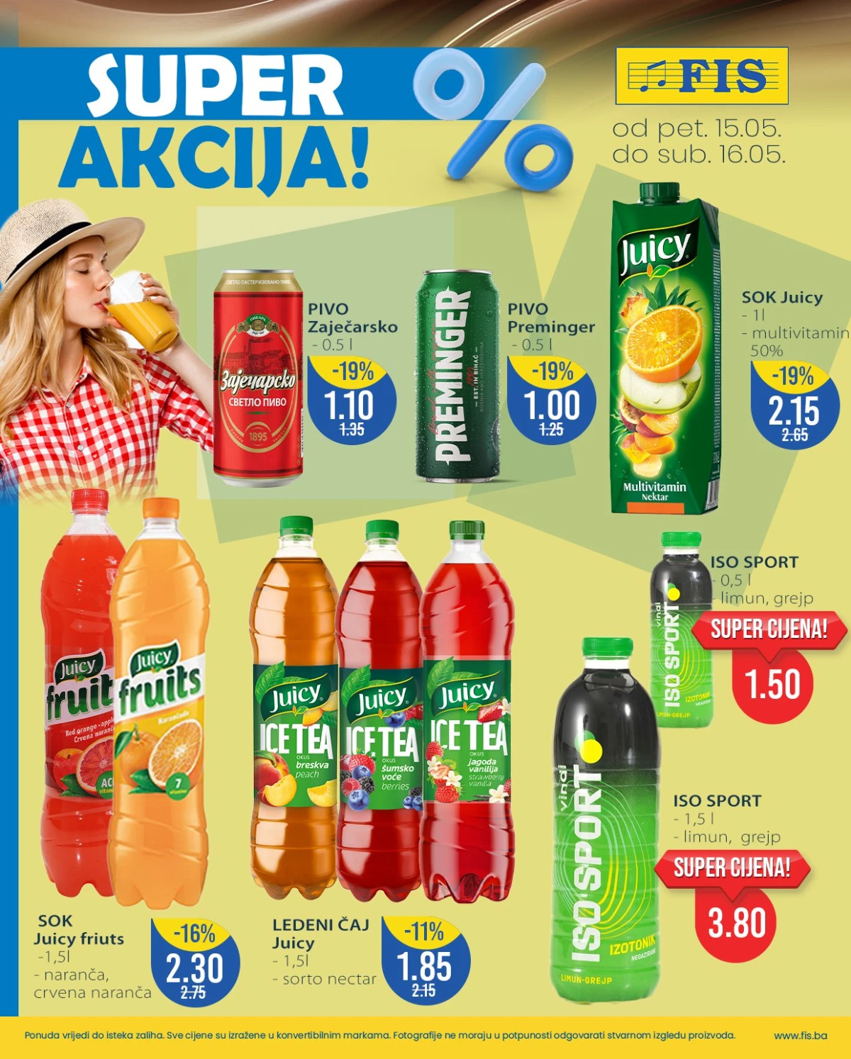 FIS akcija Juicy sokovi ledeni čaj i pivo maj 2026