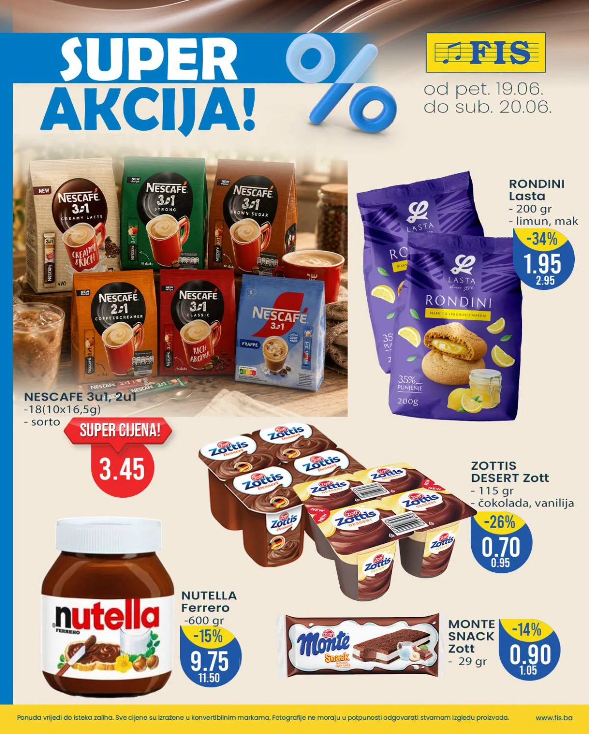 FIS Super akcija – Nescafe, Nutella, Zott deserti i Lasta keksi