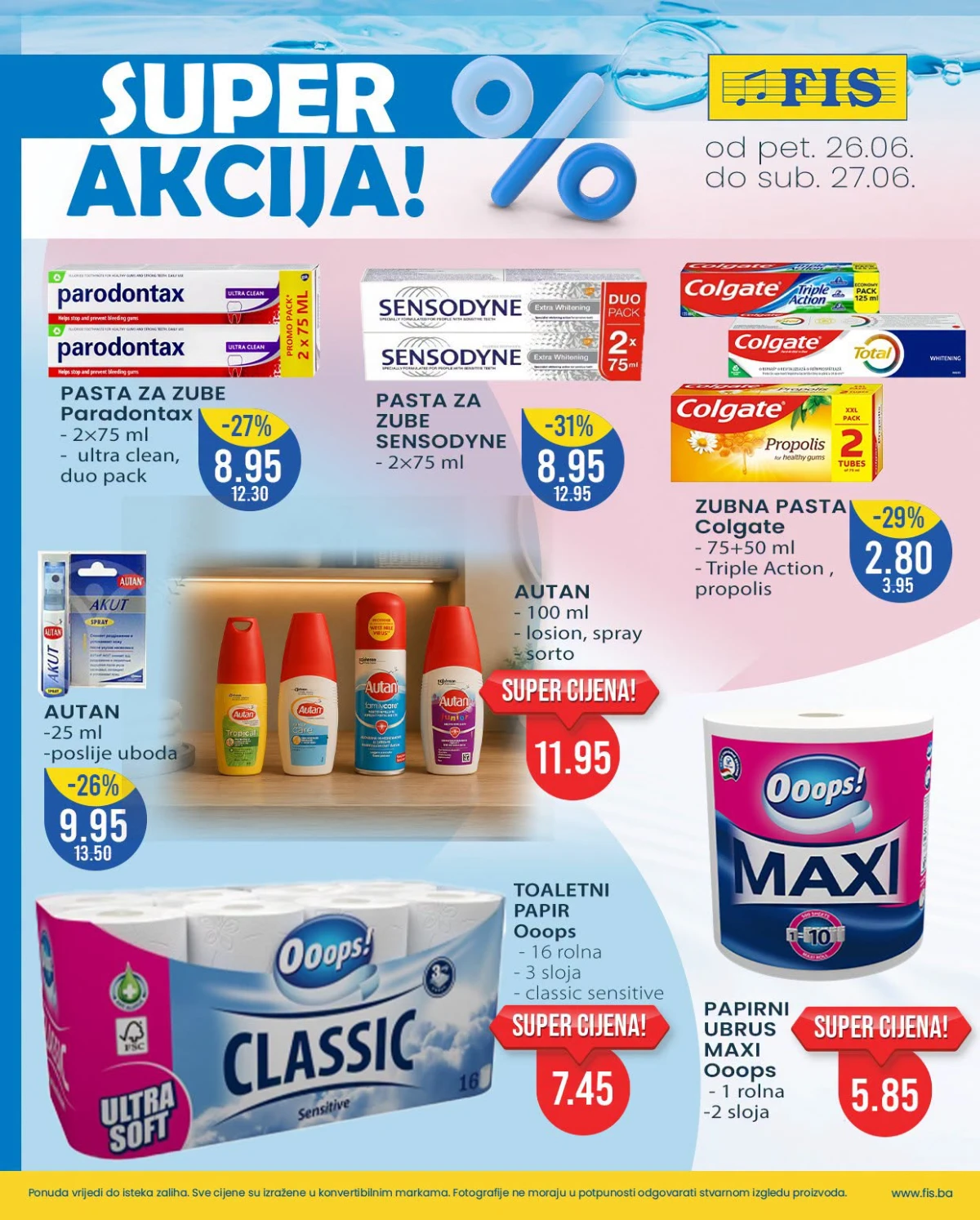 FIS Super akcija – paste za zube, toaletni papir i proizvodi za ličnu higijenu po sniženim cijenama