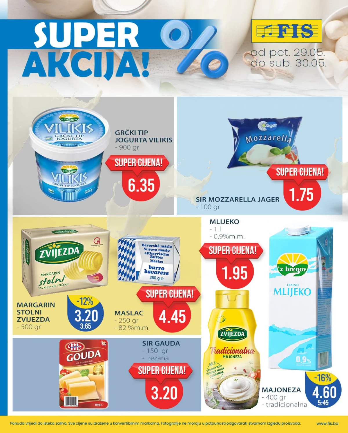 FIS Super akcija mlijeko, mozzarella, jogurt i sirevi maj 2026