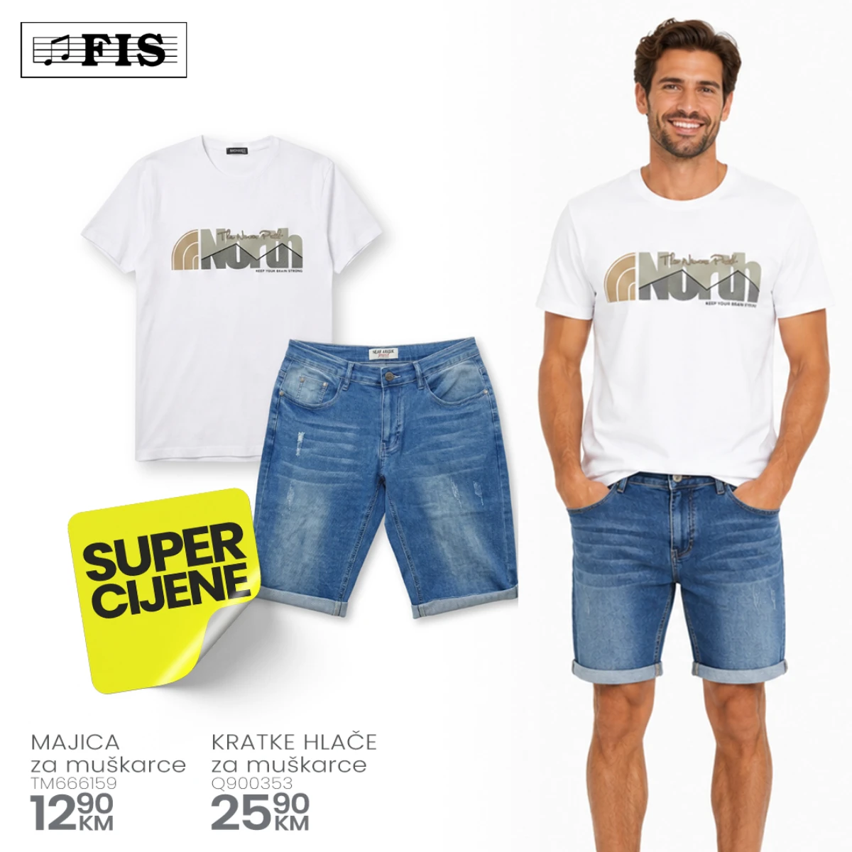 FIS Super cijene – muška majica i kratke jeans hlače na akciji