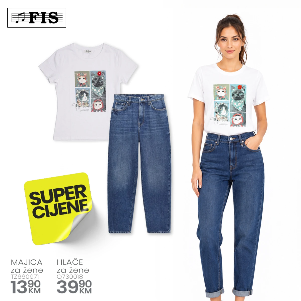 FIS Super cijene – ženska majica i jeans hlače na sniženju