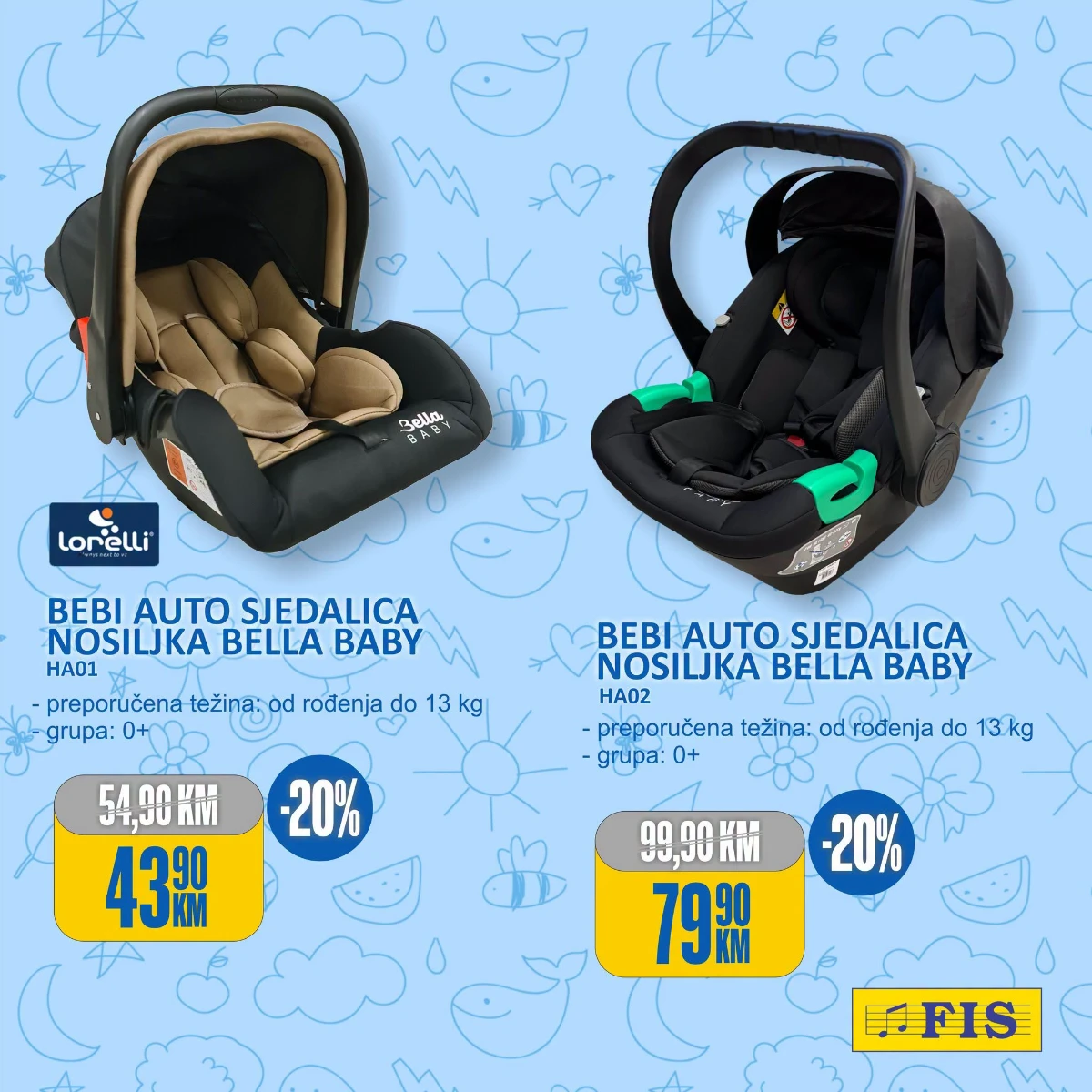 FIS akcija – Bella Baby auto sjedalice za bebe od 43,90 KM