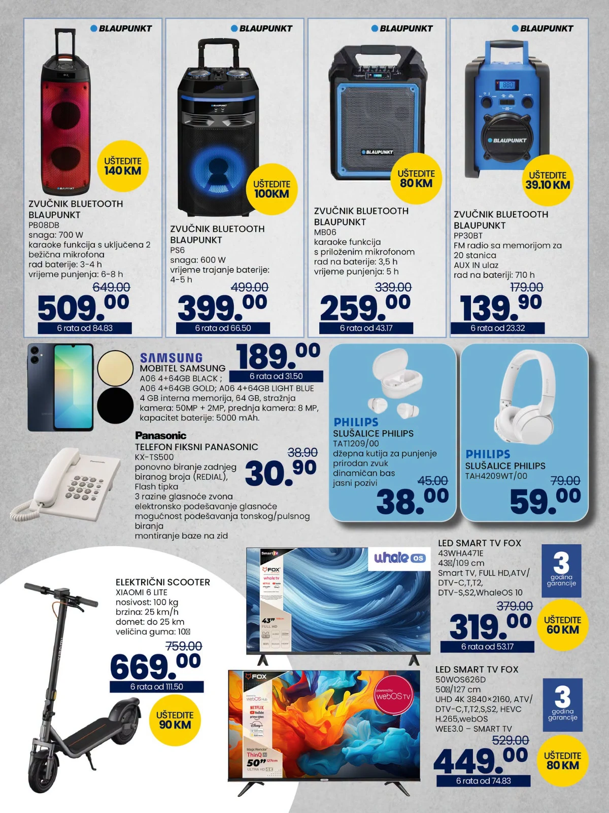 Bluetooth zvučnici, televizori i elektronika u FIS katalogu