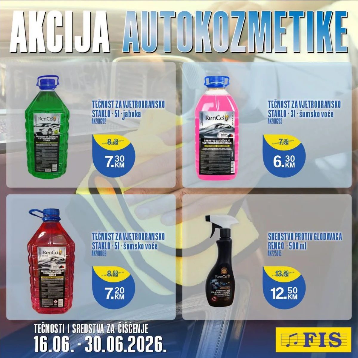 FIS tečnosti za vjetrobranska stakla i auto preparati