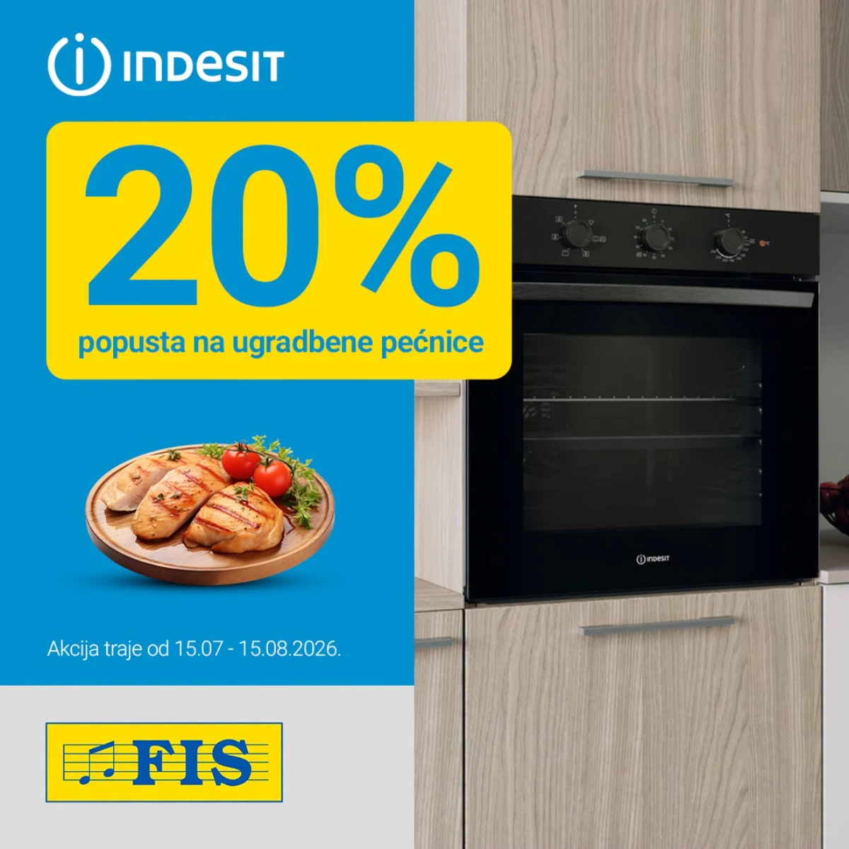 FIS akcija 20% popusta na Indesit i Whirlpool ugradbene uređaje do 15.08.2026.