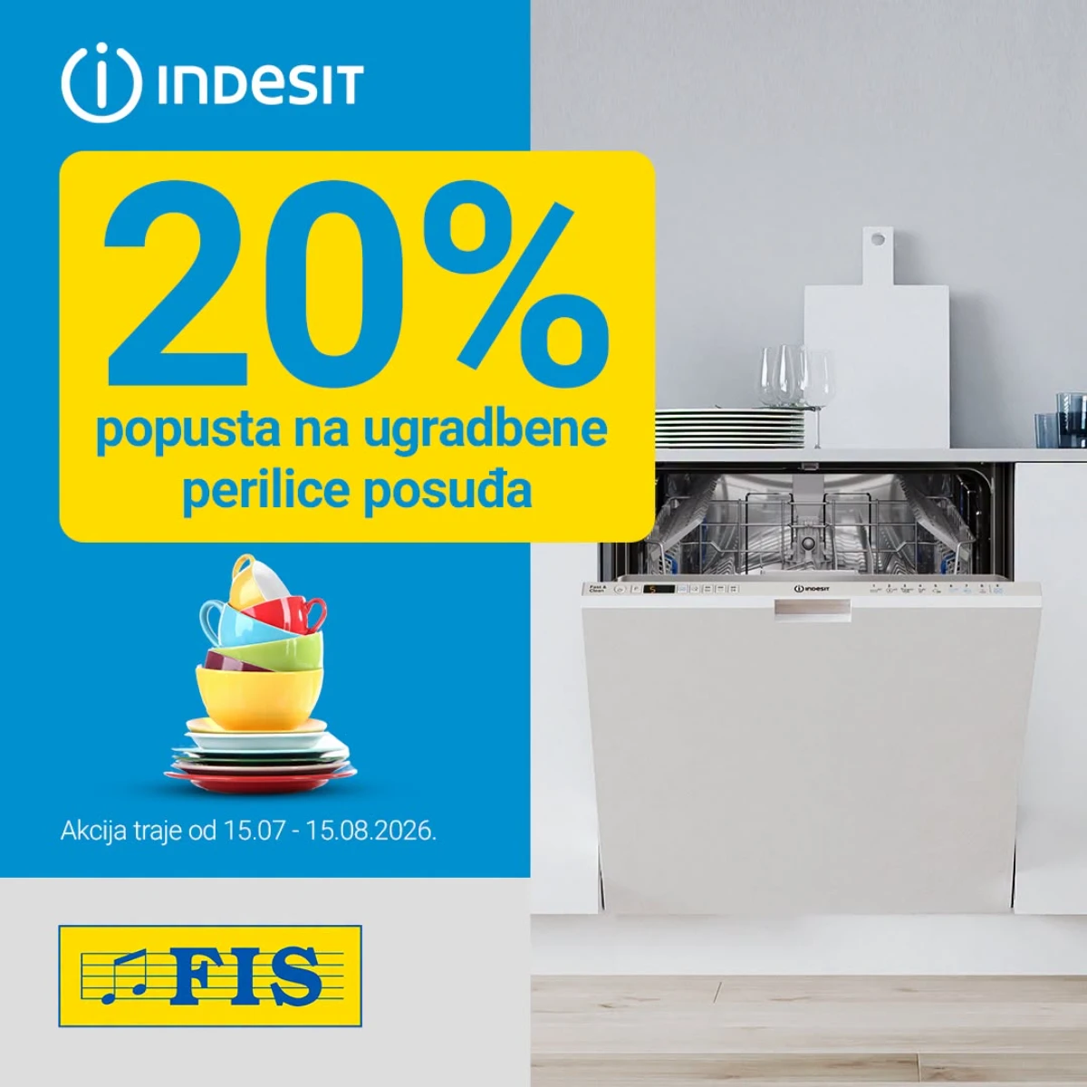 Indesit ugradbene perilice posuđa snižene 20% u FIS-u