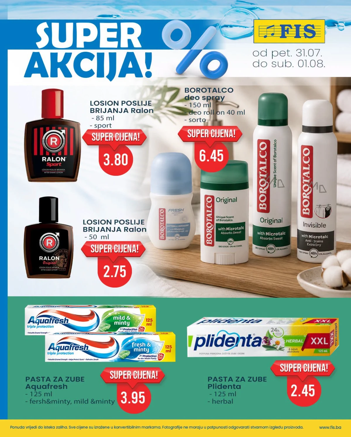 FIS Super akcija – Borotalco, Ralon, Aquafresh i Plidenta proizvodi
