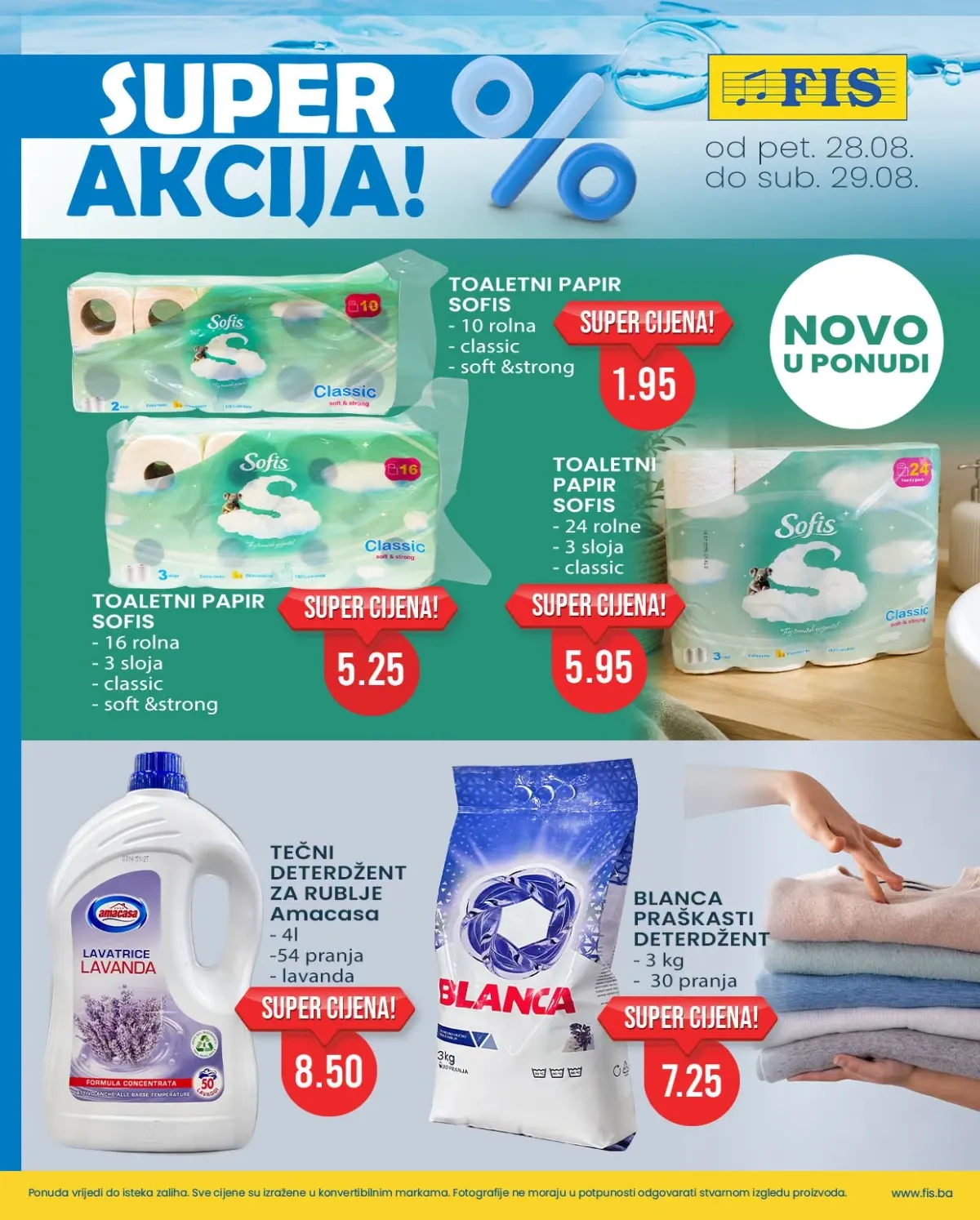FIS vikend akcija do 29.08.2026. – Sofis toaletni papir i deterdženti za pranje rublja