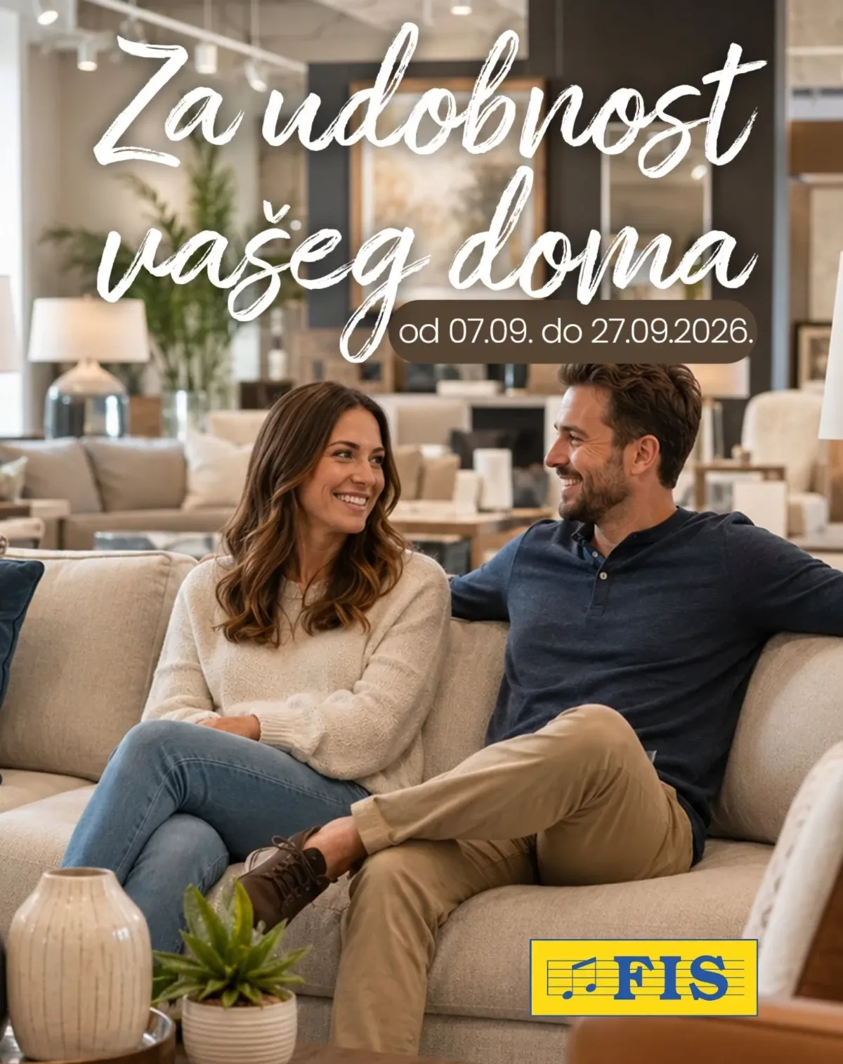 FIS akcija od 07.09. do 27.09.2026. – kuhinje, ugaone garniture, fotelje, stolovi, komode i ormari po sniženim cijenama