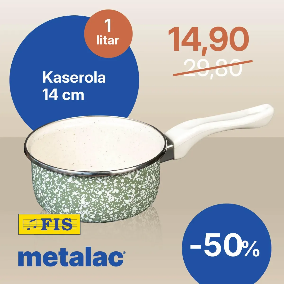Kaserola Olivia 14 cm – 14,90 KM FIS Metalac Olivia kaserola 14 cm zapremine 1 litar za 14,90 KM