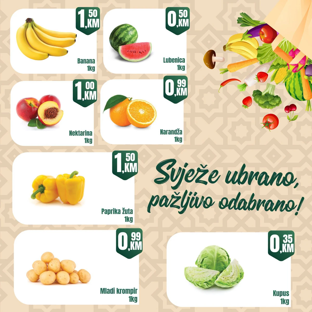 Fortuna Market Tešanjka svježa akcija voće, povrće i sezonske namirnice