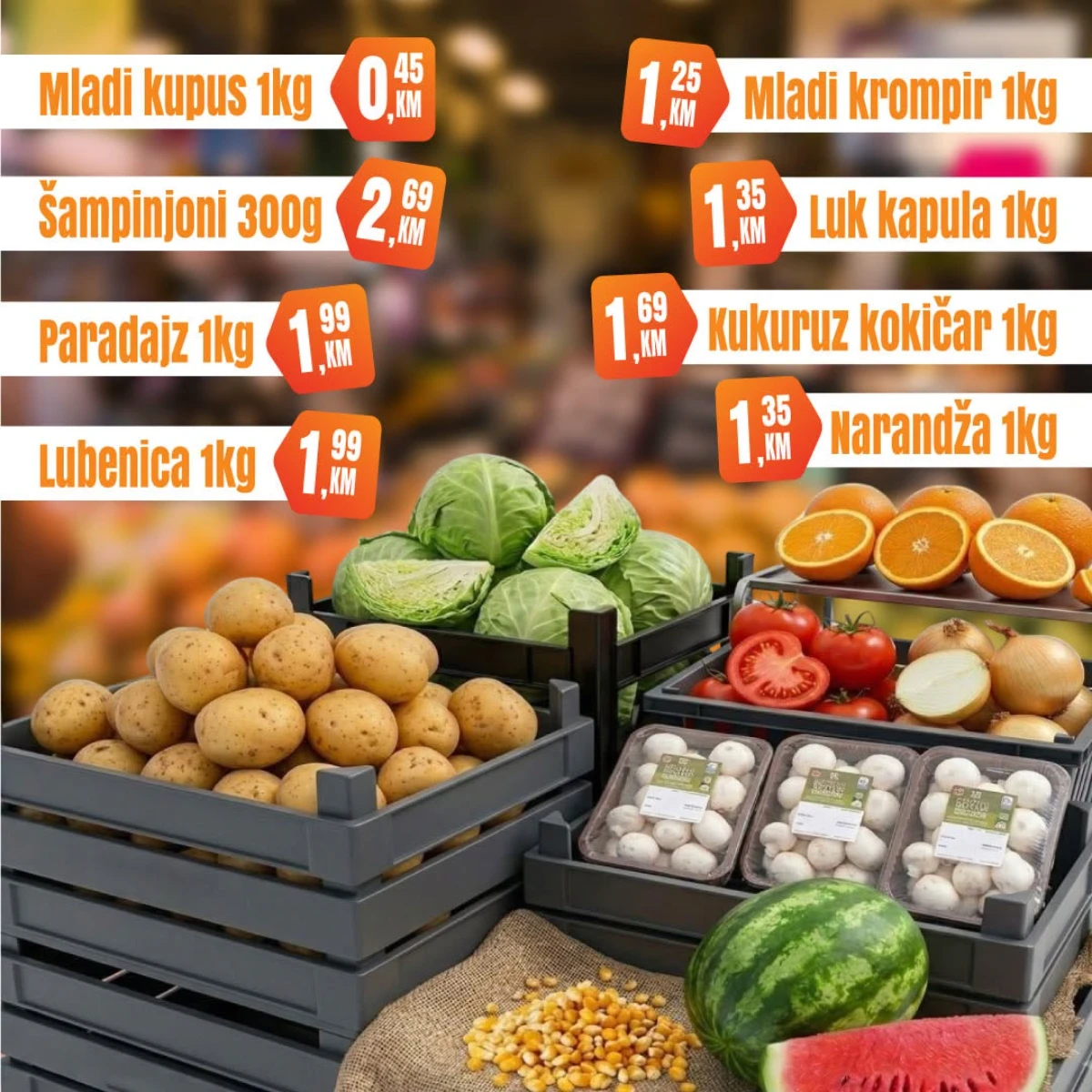 Fortuna Market vikend akcija strana 4 – voće i povrće Fortuna Market vikend akcija strana 4 – mladi kupus 0,45 KM i mladi krompir 1,25 KM
