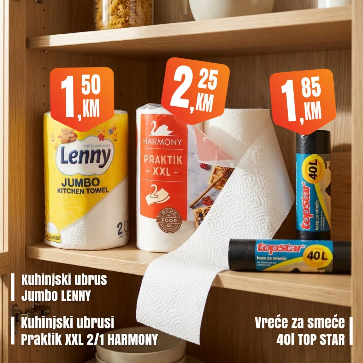 Fortuna Market vikend akcija strana 18 – ubrusi i vreće za smeće Fortuna Market vikend akcija strana 18 – kuhinjski ubrusi Harmony 2,25 KM i vreće za smeće 1,85 KM
