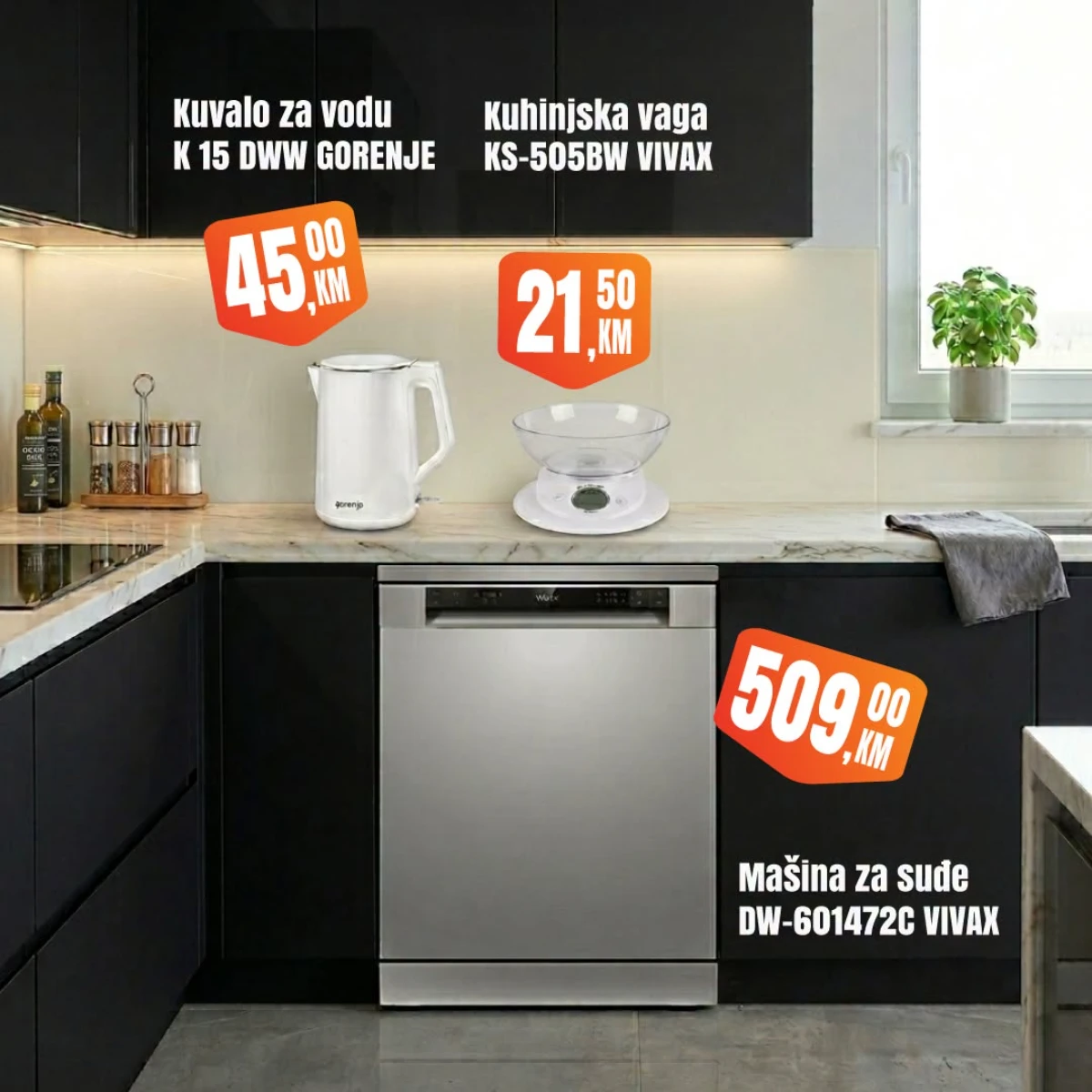 Fortuna Market vikend akcija strana 23 – mašina za suđe i kuhinjski aparati Fortuna Market vikend akcija strana 23 – mašina za suđe Vivax 509 KM i kuhalo za vodu Gorenje 45 KM