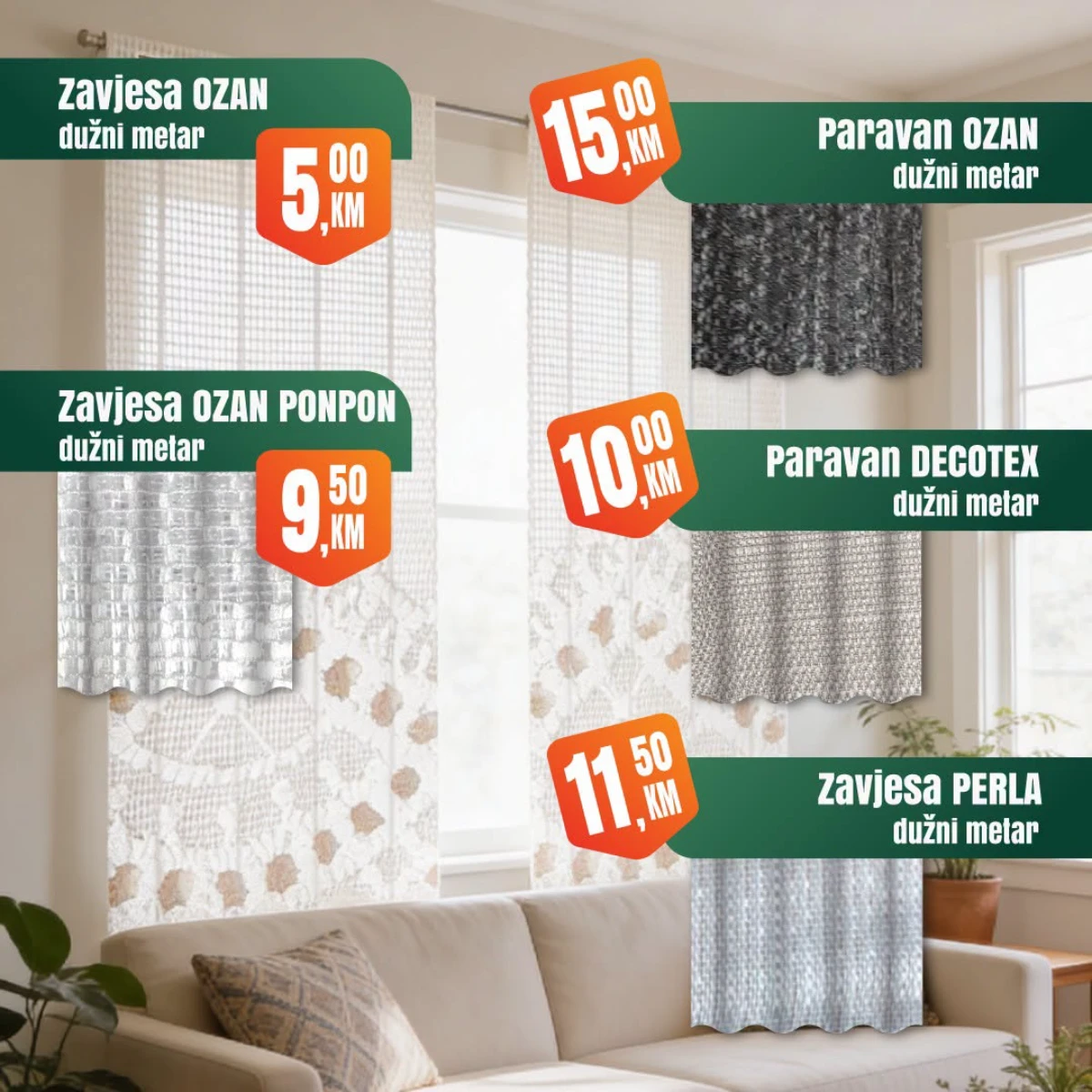 Fortuna Market vikend akcija strana 39 – zavjese i paravani Fortuna Market vikend akcija strana 39 – zavjese Ozan, Perla i Decotex po akcijskim cijenama
