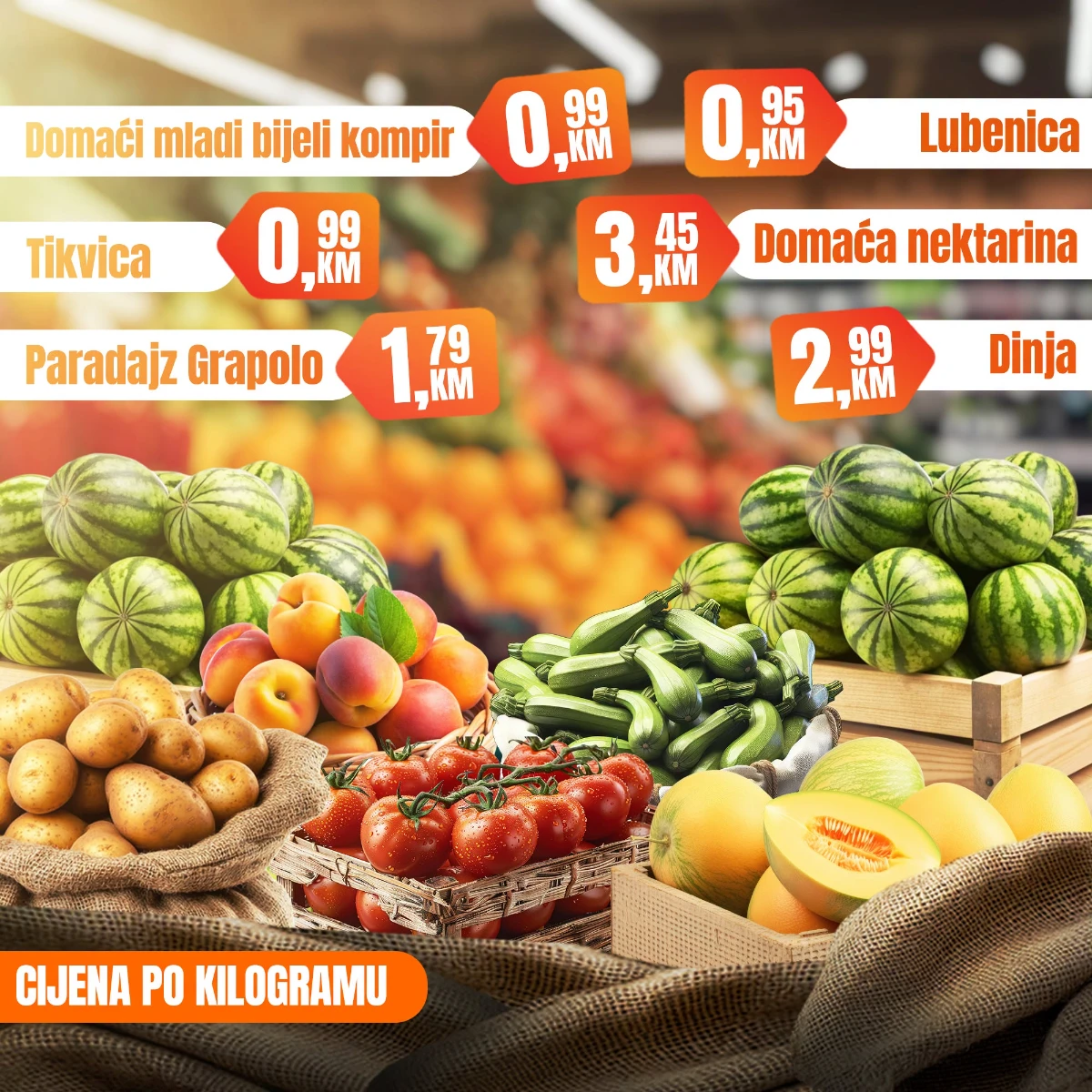 Fortuna Market vikend akcija strana 3 – lubenica, mladi krompir, tikvice, paradajz, nektarine i dinje na akciji