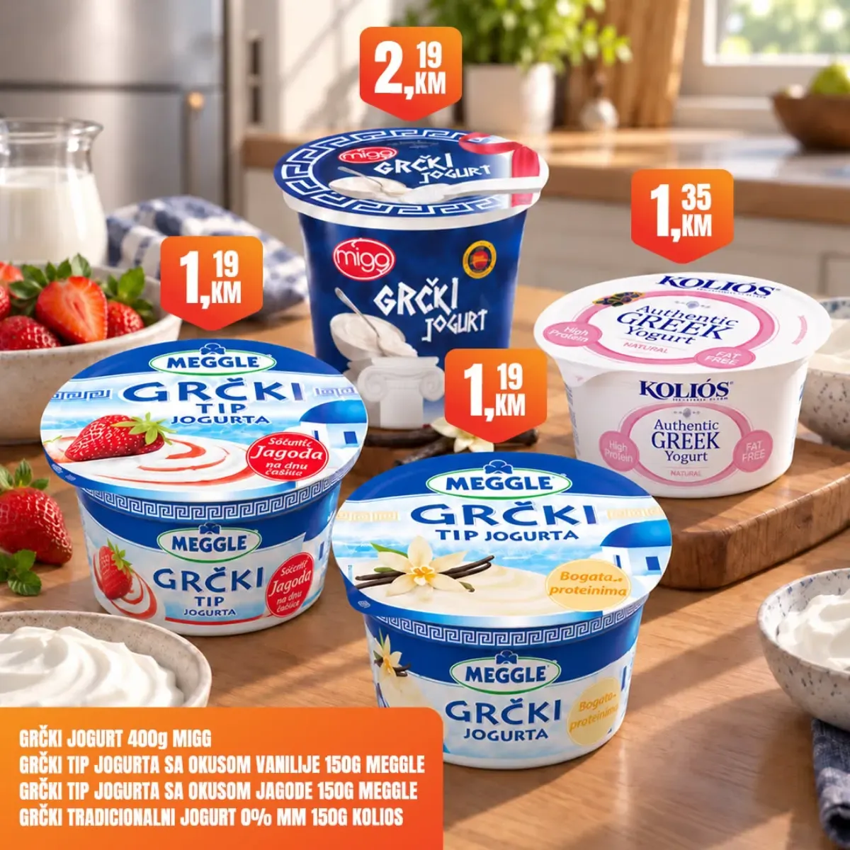 Fortuna Market akcija – grčki jogurti Meggle, Migo i Kolios